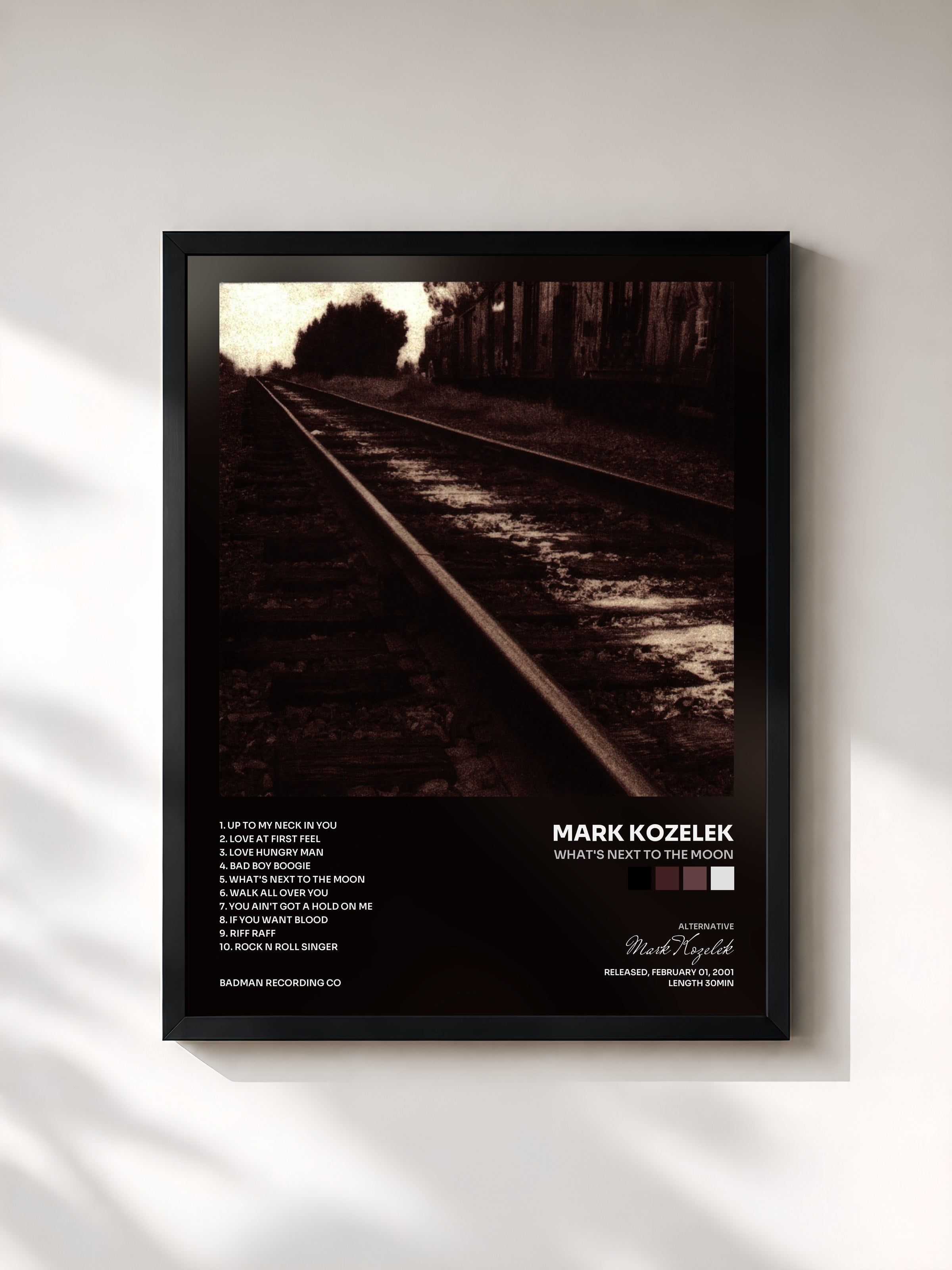 #noir Tableau de l'album What's Next To The Moon de Mark Kozelek, cadre noir, imprimé et encadré en France