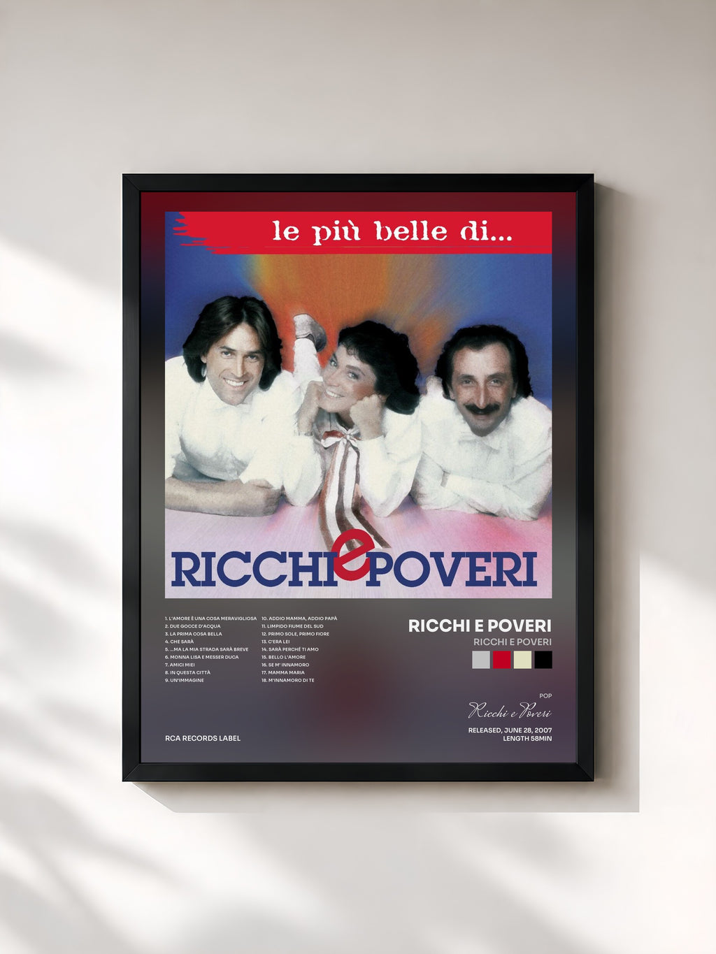 #noir Tableau de l'album Ricchi E Poveri de Ricchi e Poveri, cadre noir, imprimé et encadré en France