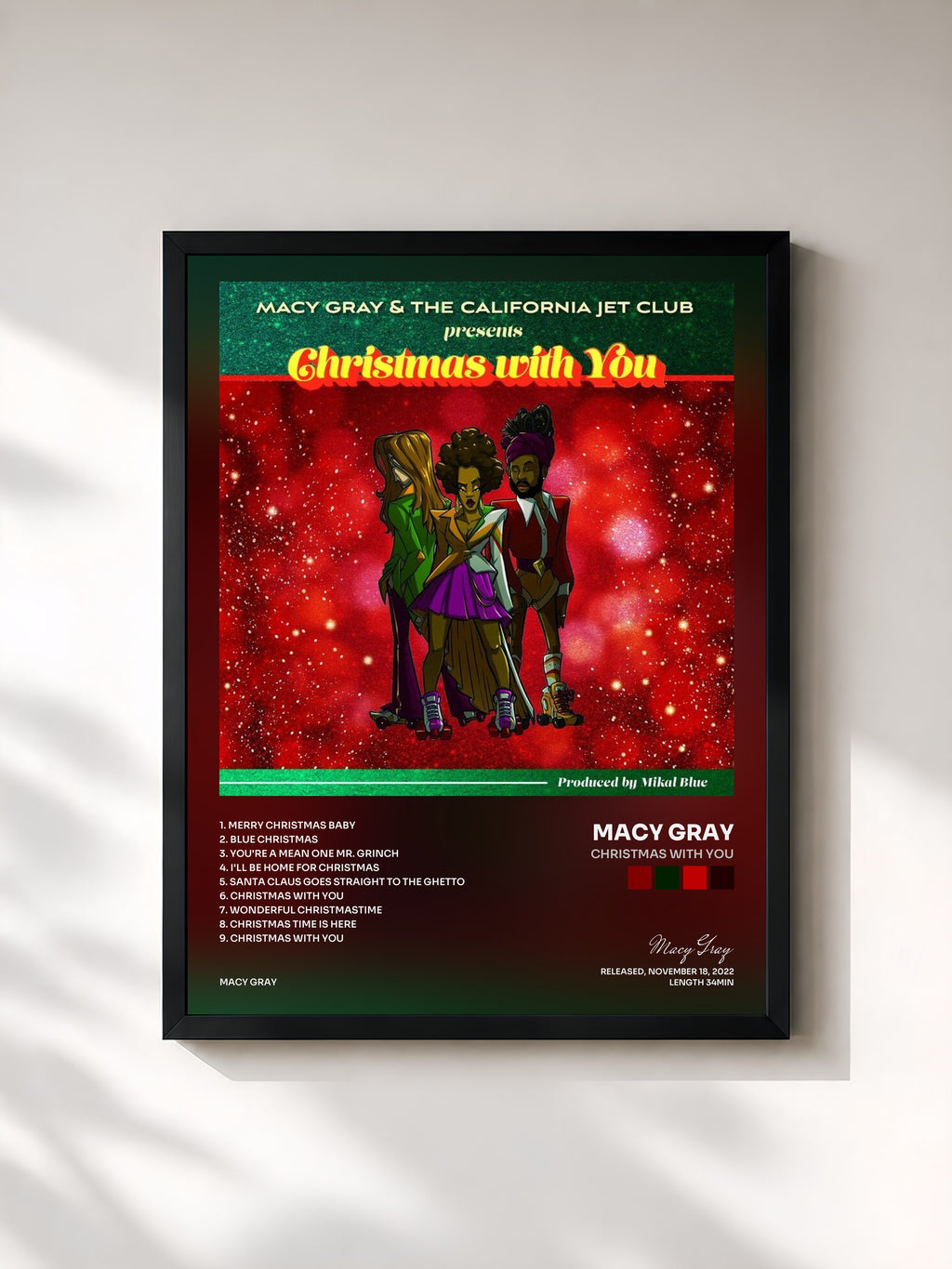 #noir Tableau de l'album Christmas with You de Macy Gray, cadre noir, imprimé et encadré en France