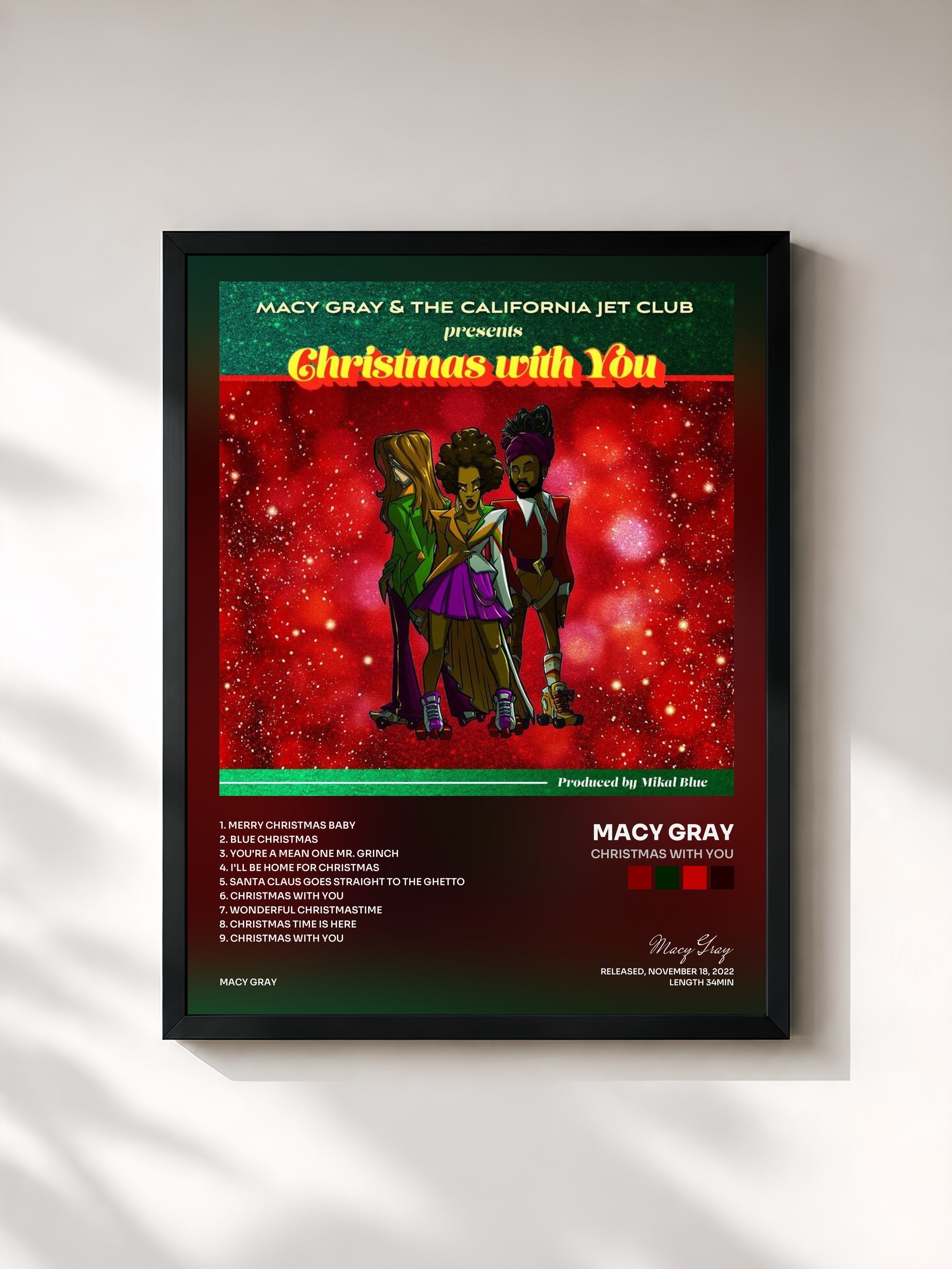 #noir Tableau de l'album Christmas with You de Macy Gray, cadre noir, imprimé et encadré en France
