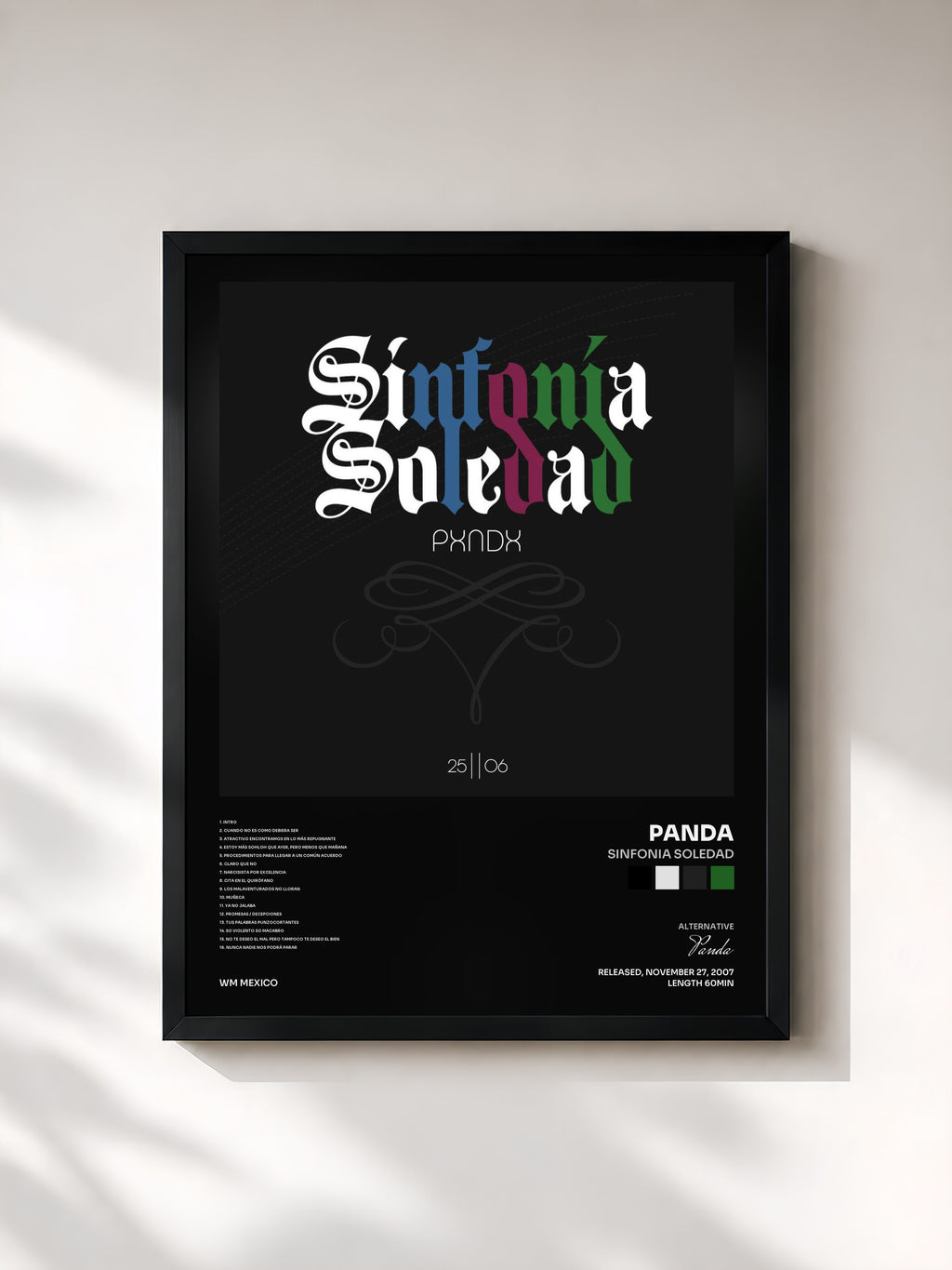 #noir Tableau de l'album Sinfonia Soledad de Panda, cadre noir, imprimé et encadré en France