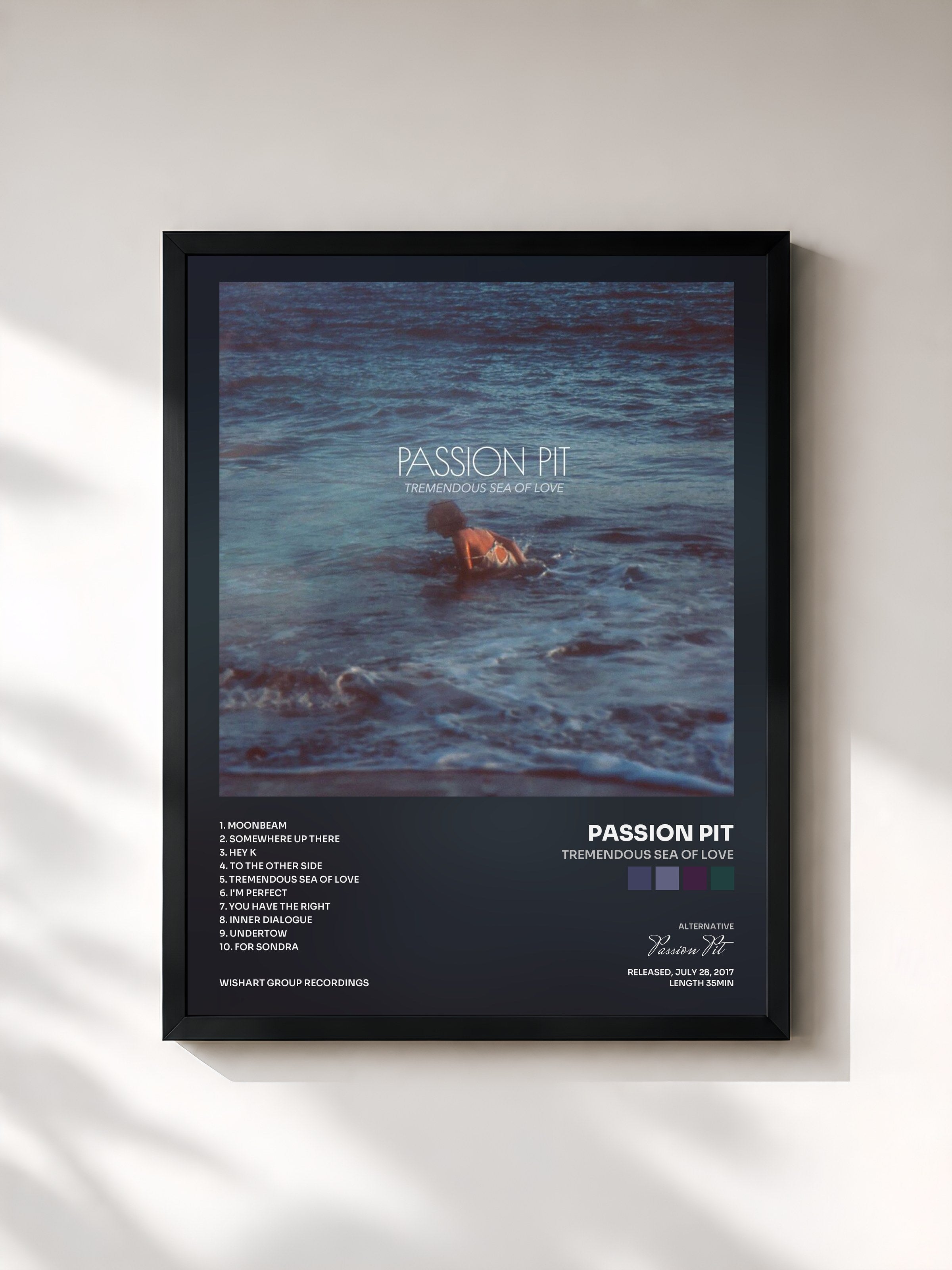 #noir Tableau de l'album Tremendous Sea of Love de Passion Pit, cadre noir, imprimé et encadré en France
