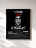 #noir Tableau de l'album Hugo Chávez, El Comandante (Música de la Serie de Televisión) de Fonseca, cadre noir, imprimé et encadré en France
