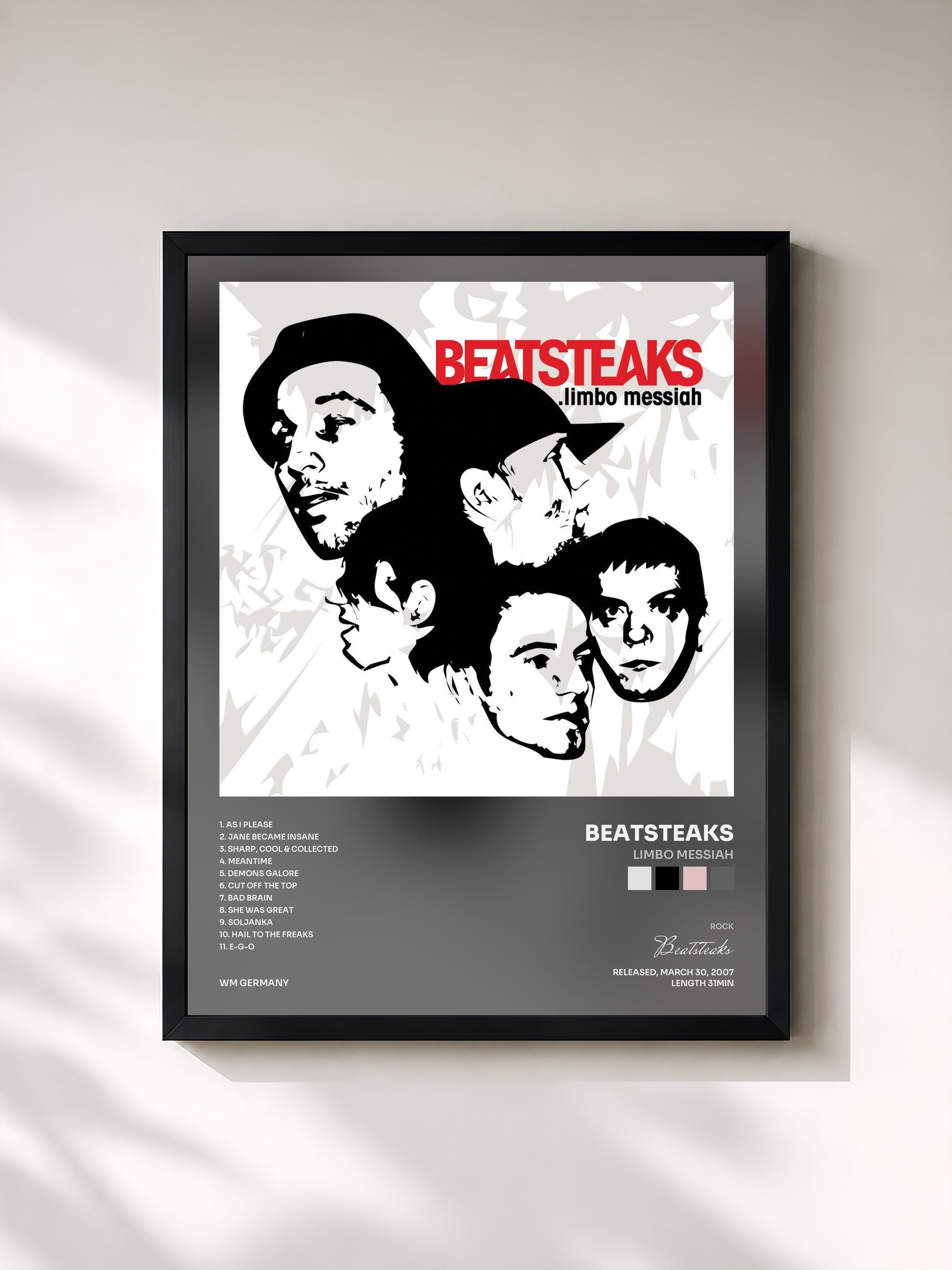 #noir Tableau de l'album Limbo Messiah de Beatsteaks, cadre noir, imprimé et encadré en France