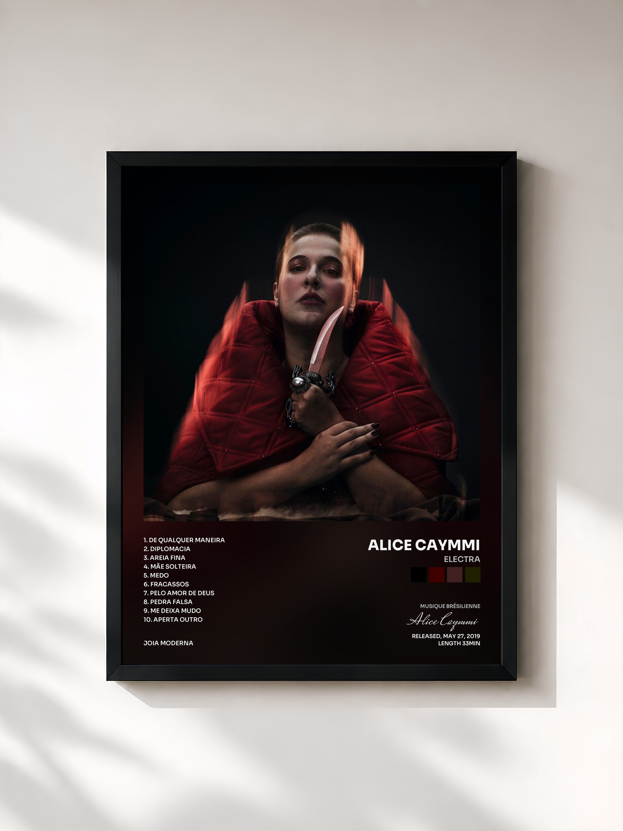 #noir Tableau de l'album ELECTRA de Alice Caymmi, cadre noir, imprimé et encadré en France