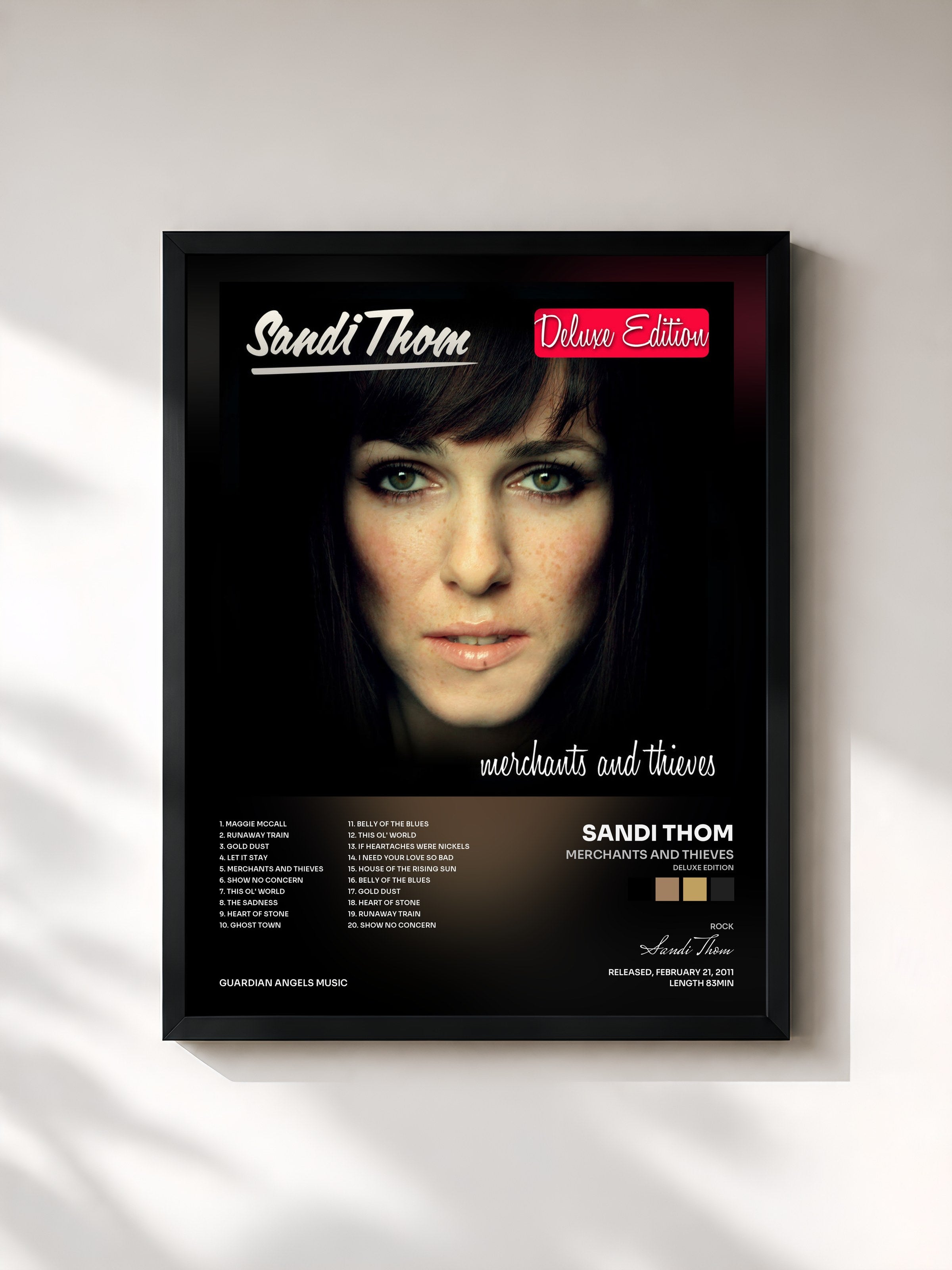 #noir Tableau de l'album Merchants and Thieves (Deluxe Edition) de Sandi Thom, cadre noir, imprimé et encadré en France