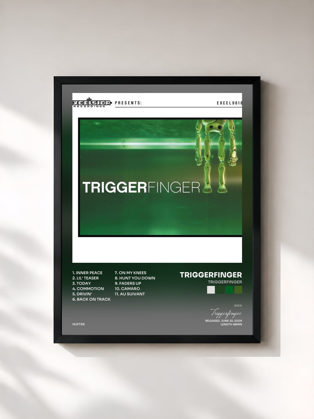 #noir Tableau de l'album Triggerfinger de Triggerfinger, cadre noir, imprimé et encadré en France