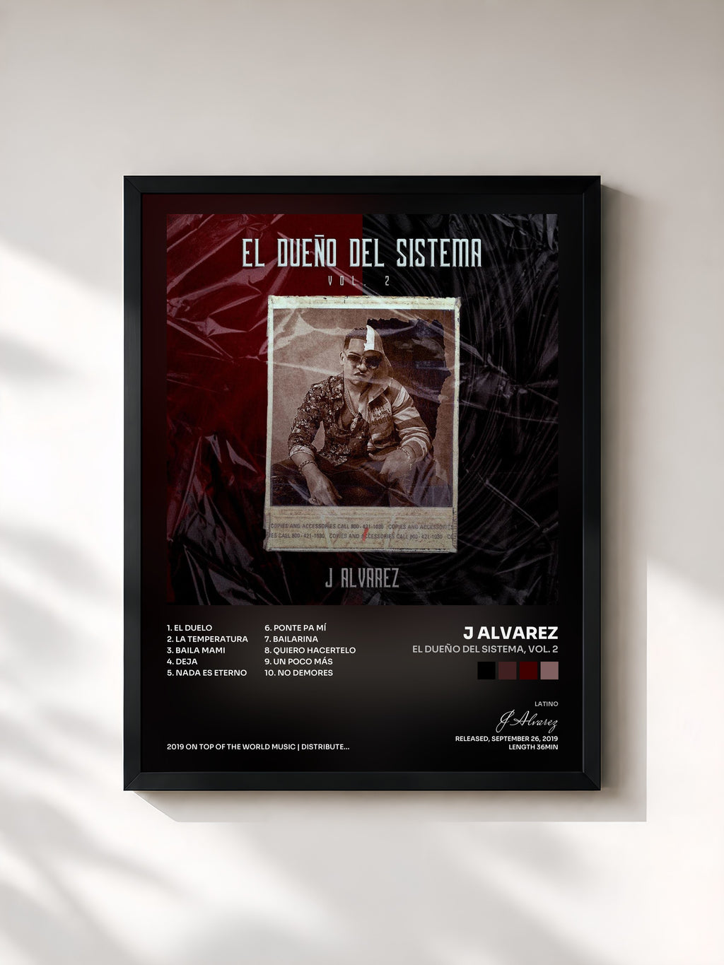 #noir Tableau de l'album El Dueño del Sistema, Vol. 2 de J Alvarez, cadre noir, imprimé et encadré en France
