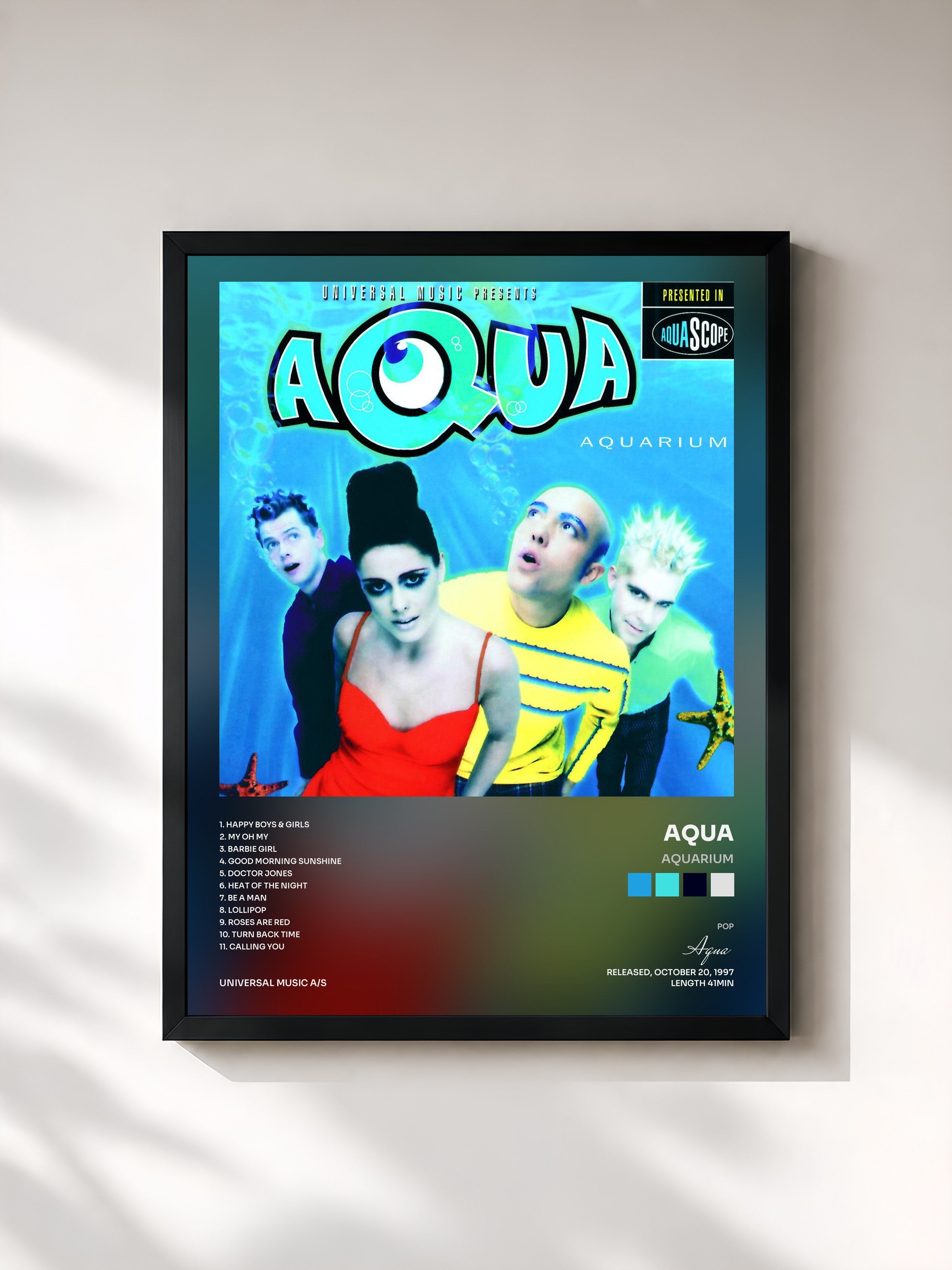 #noir Tableau de l'album Aquarium de Aqua, cadre noir, imprimé et encadré en France