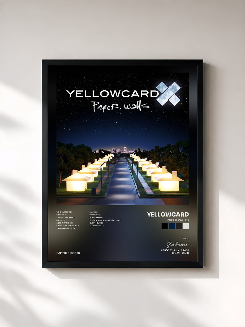 #noir Tableau de l'album Paper Walls de Yellowcard, cadre noir, imprimé et encadré en France