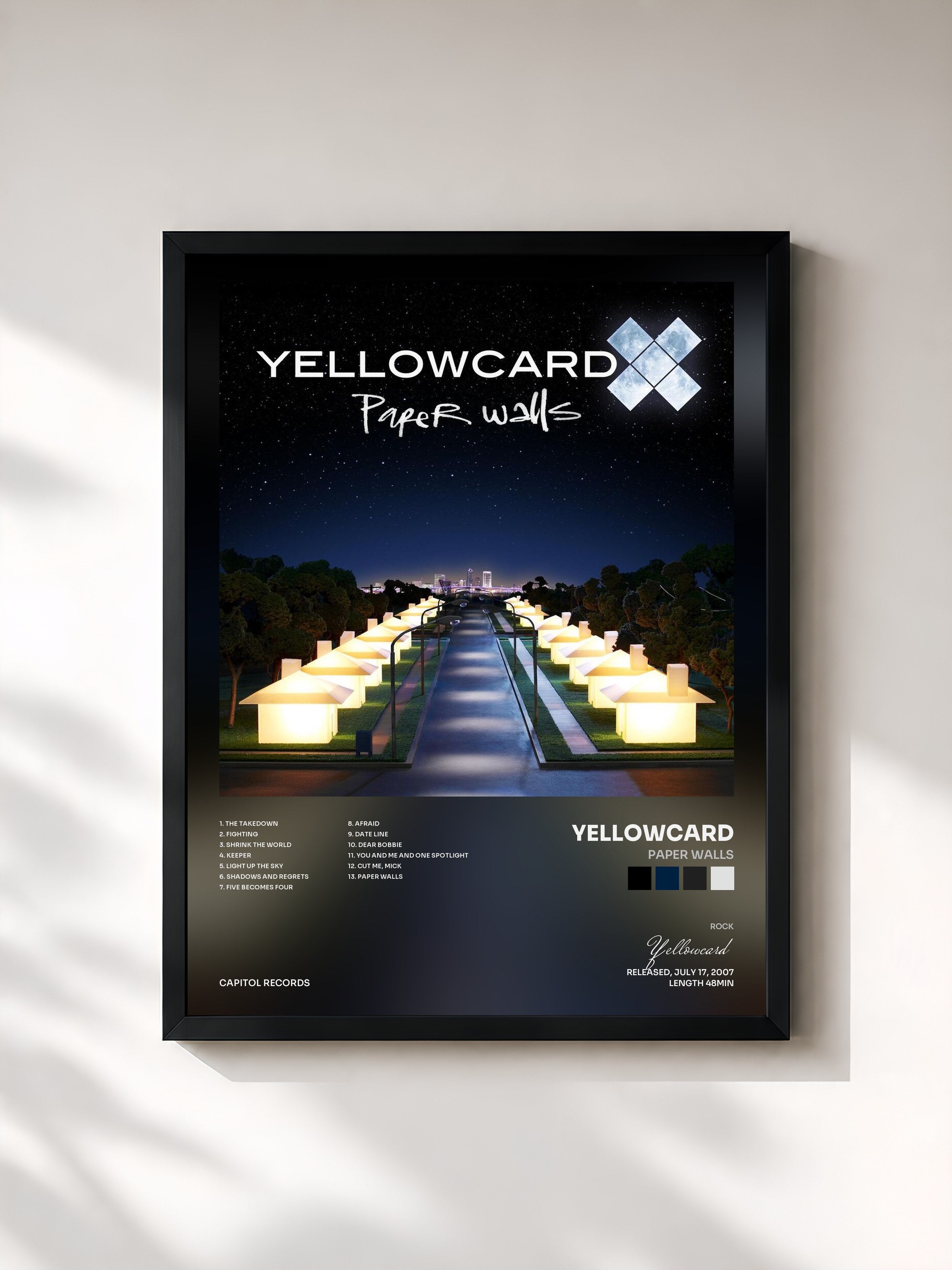 #noir Tableau de l'album Paper Walls de Yellowcard, cadre noir, imprimé et encadré en France