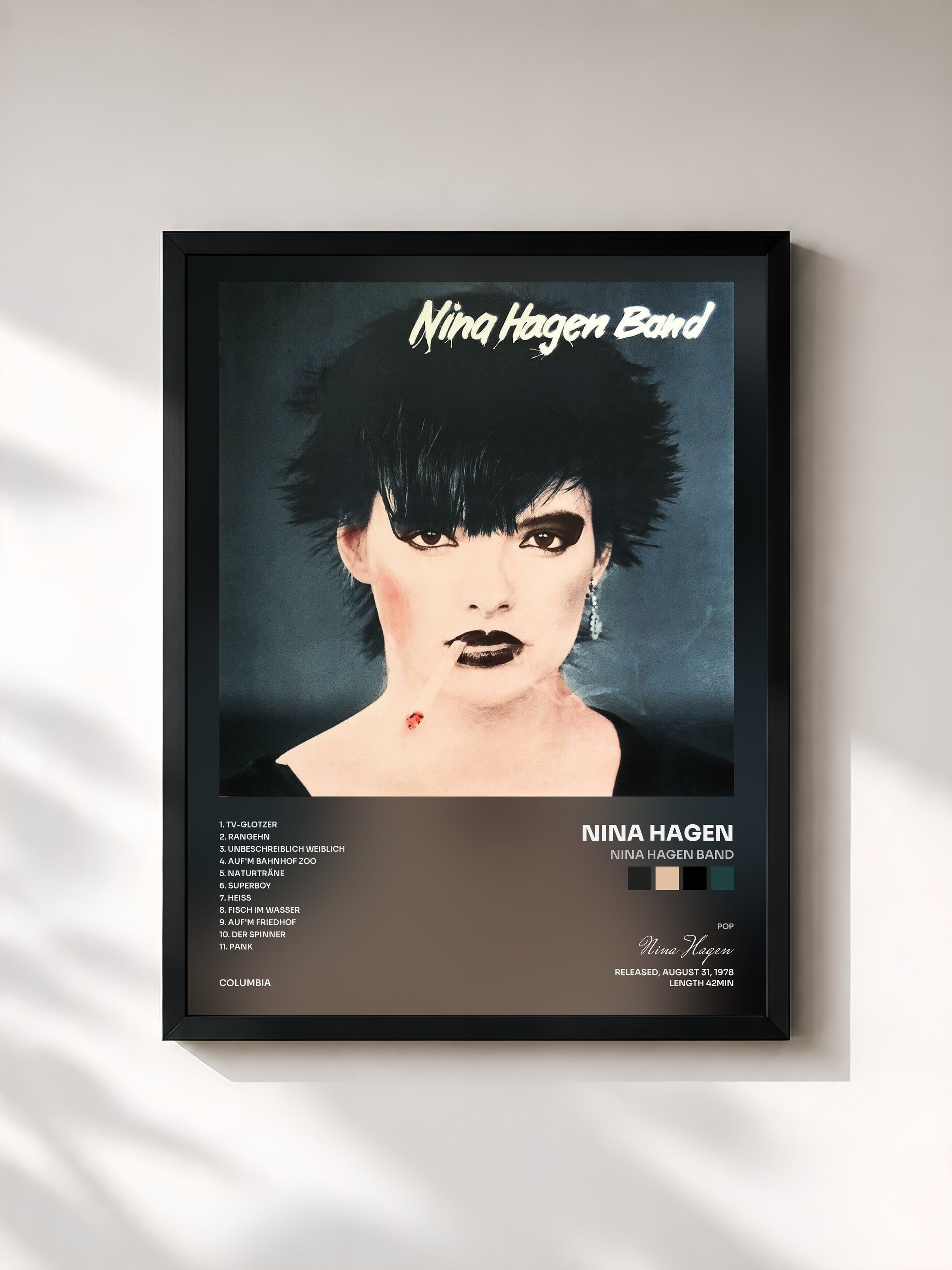 #noir Tableau de l'album Nina Hagen Band de Nina Hagen, cadre noir, imprimé et encadré en France