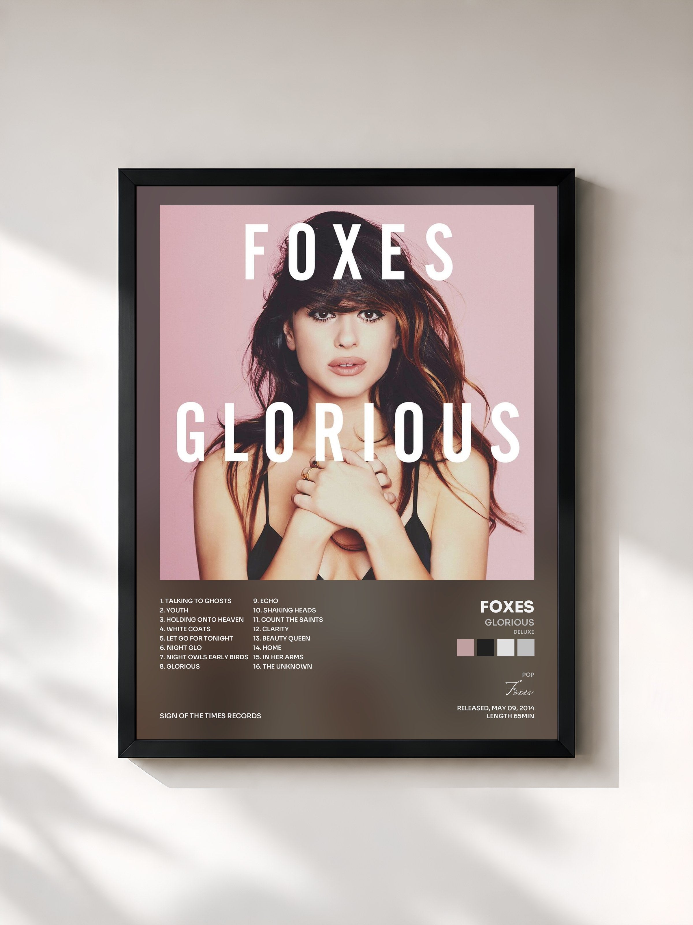 #noir Tableau de l'album Glorious (Deluxe) de Foxes, cadre noir, imprimé et encadré en France