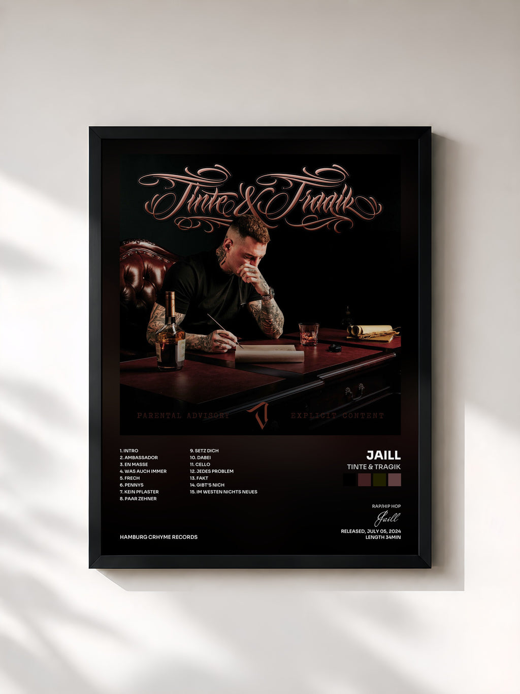 #noir Tableau de l'album Tinte & Tragik de Jaill, cadre noir, imprimé et encadré en France