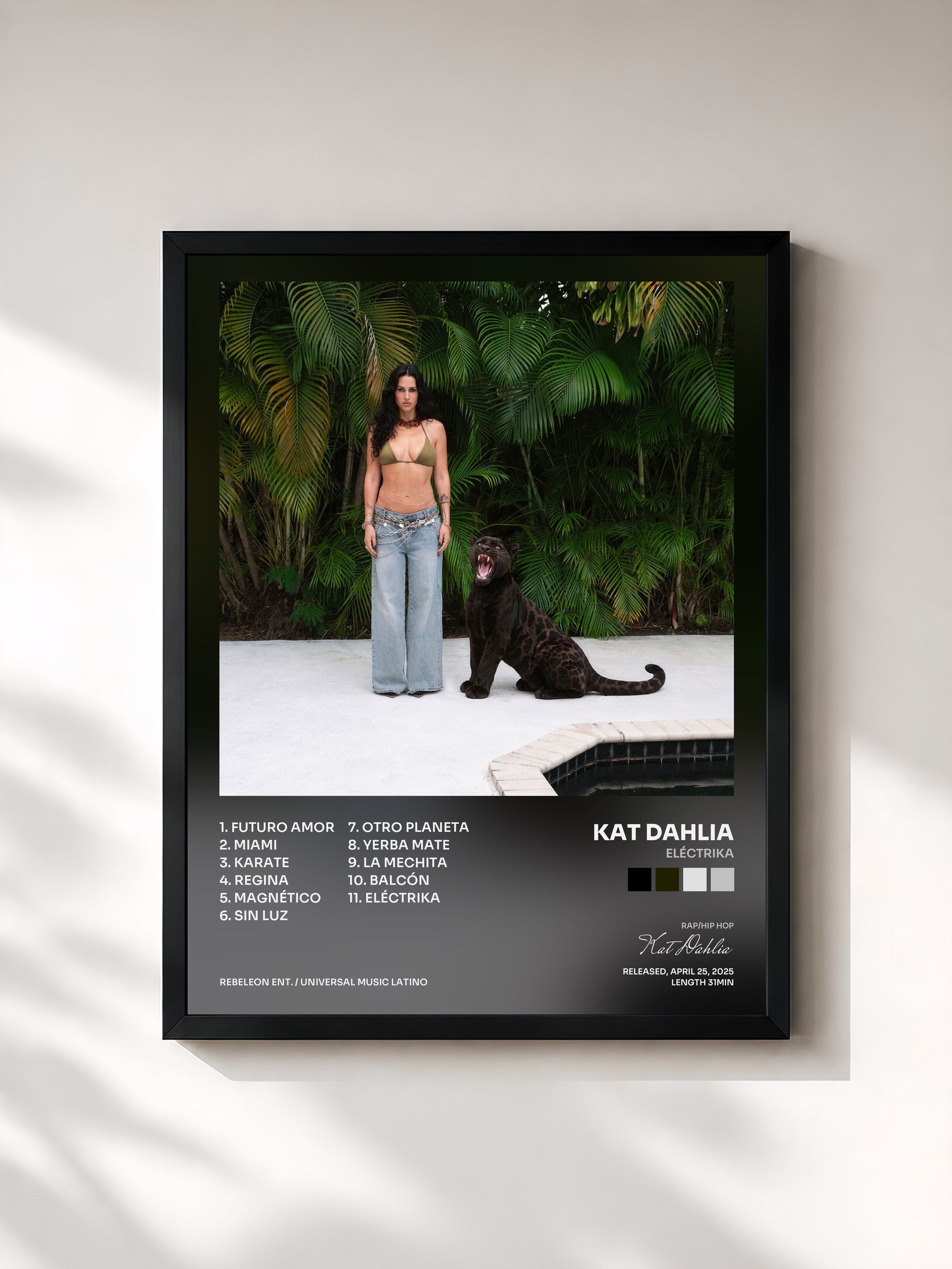 #noir Tableau de l'album Eléctrika de Kat Dahlia, cadre noir, imprimé et encadré en France