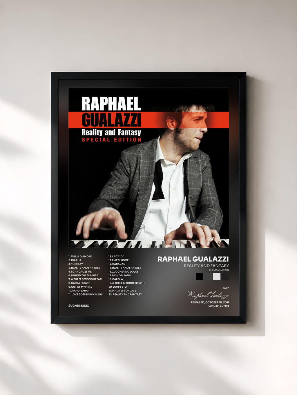 #noir Tableau de l'album Reality And Fantasy (Special Edition) de Raphael Gualazzi, cadre noir, imprimé et encadré en France