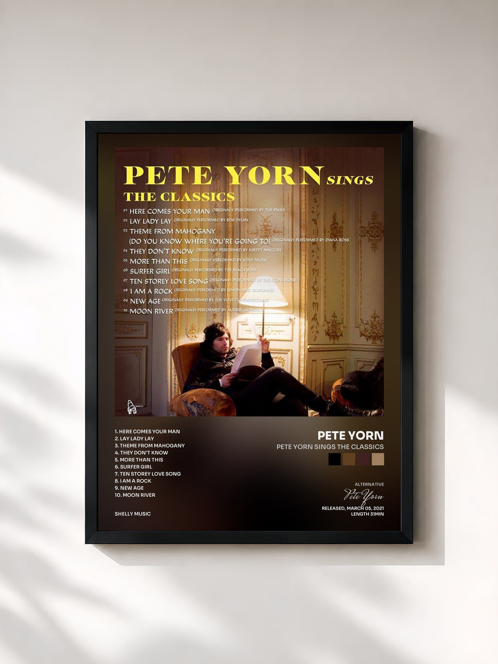 #noir Tableau de l'album Pete Yorn Sings the Classics de Pete Yorn, cadre noir, imprimé et encadré en France
