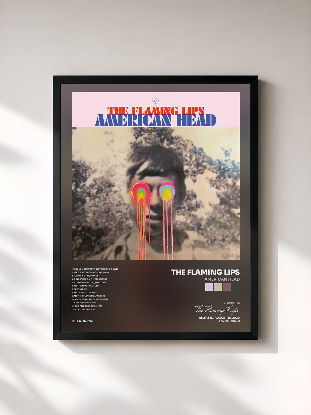 #noir Tableau de l'album American Head de The Flaming Lips, cadre noir, imprimé et encadré en France
