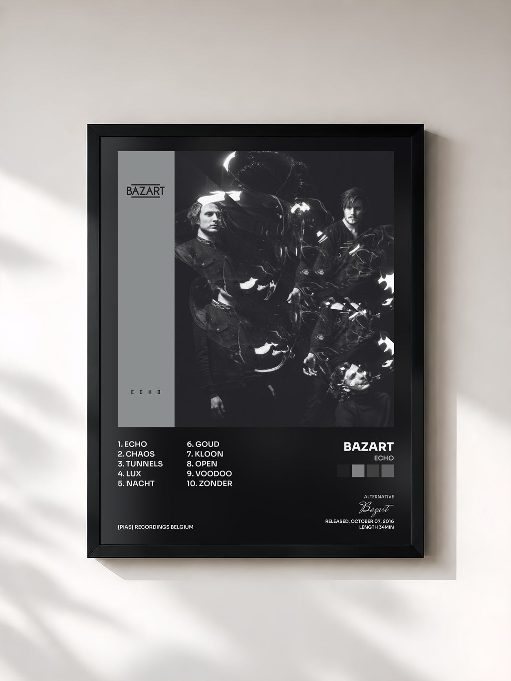 #noir Tableau de l'album Echo de Bazart, cadre noir, imprimé et encadré en France