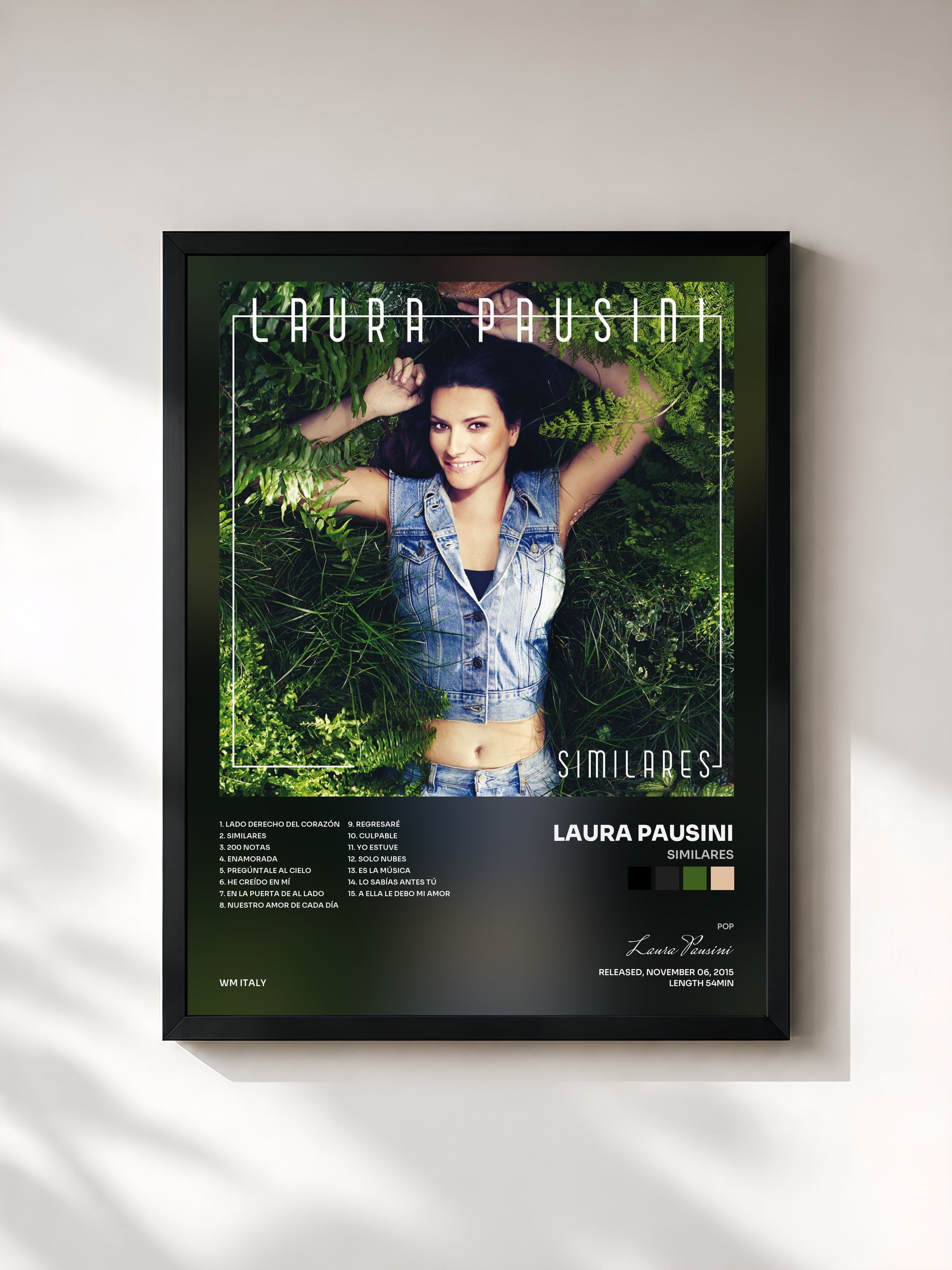 #noir Tableau de l'album Similares de Laura Pausini, cadre noir, imprimé et encadré en France