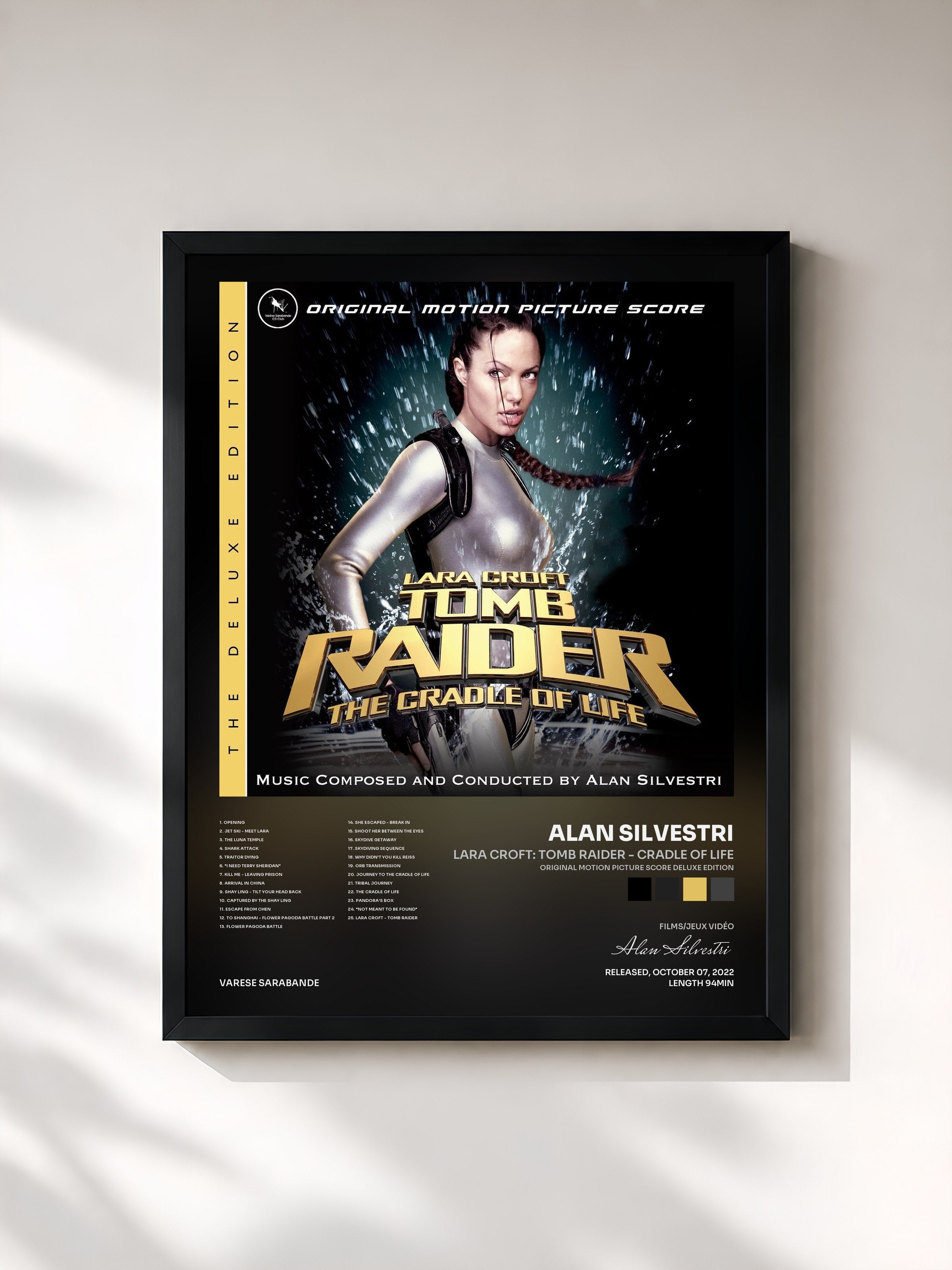 #noir Tableau de l'album Lara Croft: Tomb Raider - Cradle Of Life (Original Motion Picture Score Deluxe Edition) de Alan Silvestri, cadre noir, imprimé et encadré en France