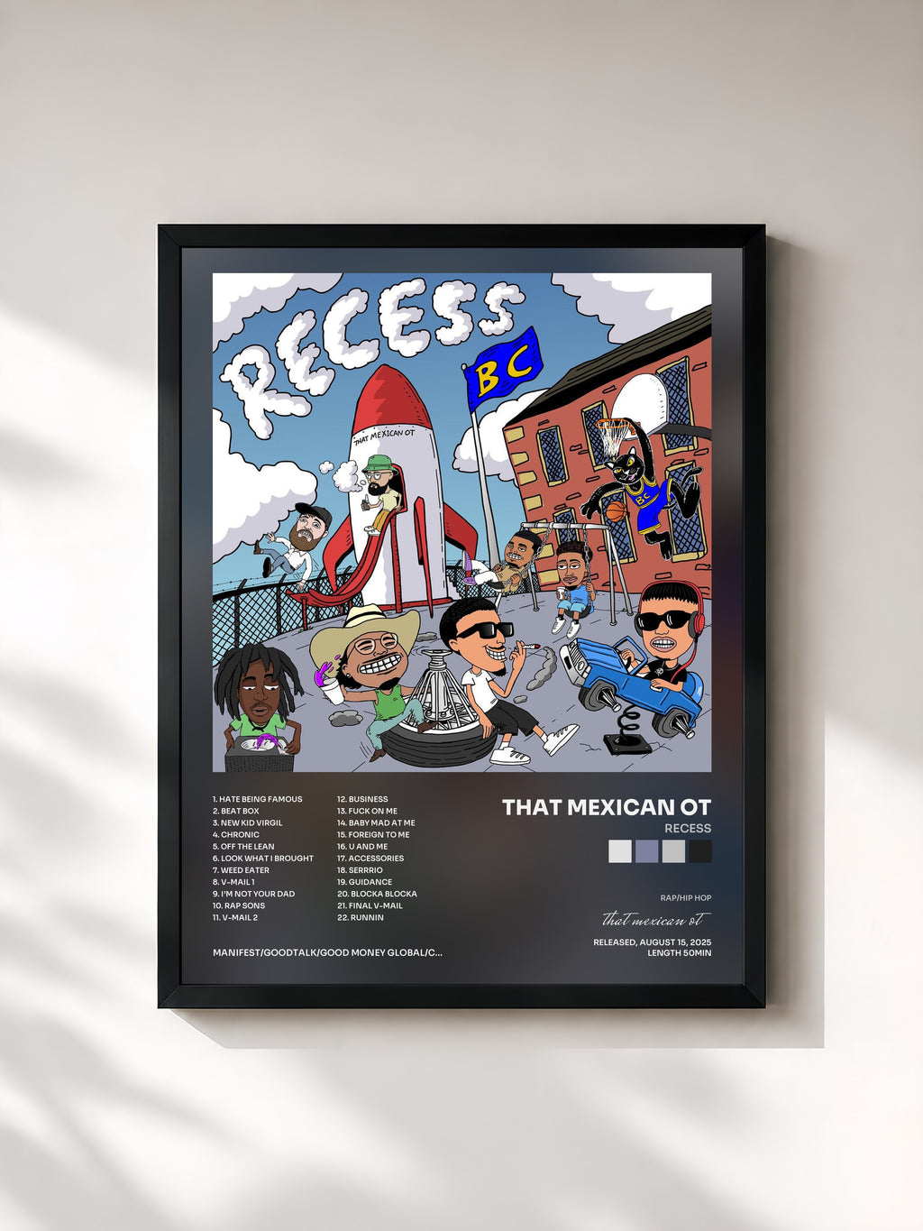 #noir Tableau de l'album Recess de that mexican ot, cadre noir, imprimé et encadré en France