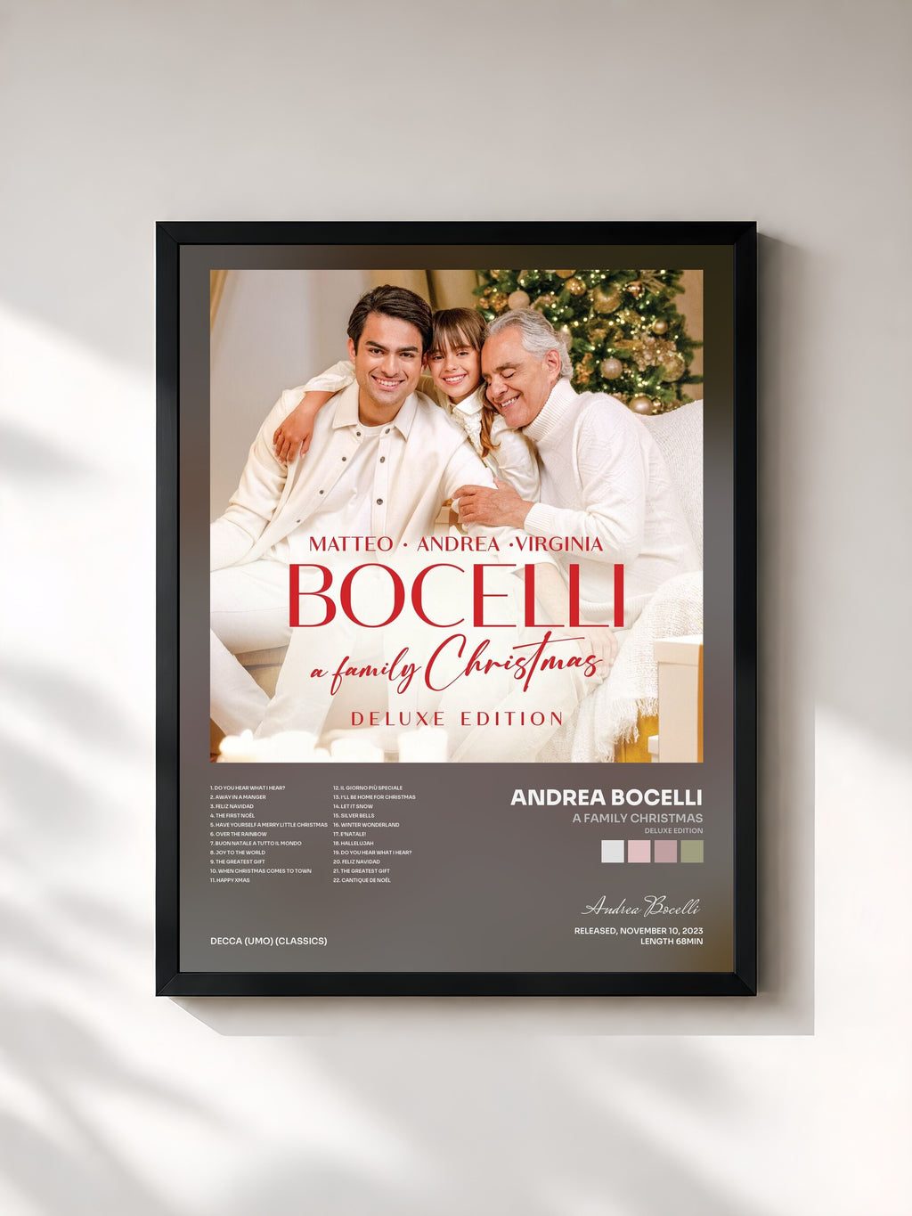 #noir Tableau de l'album A Family Christmas (Deluxe Edition) de Andrea Bocelli, cadre noir, imprimé et encadré en France