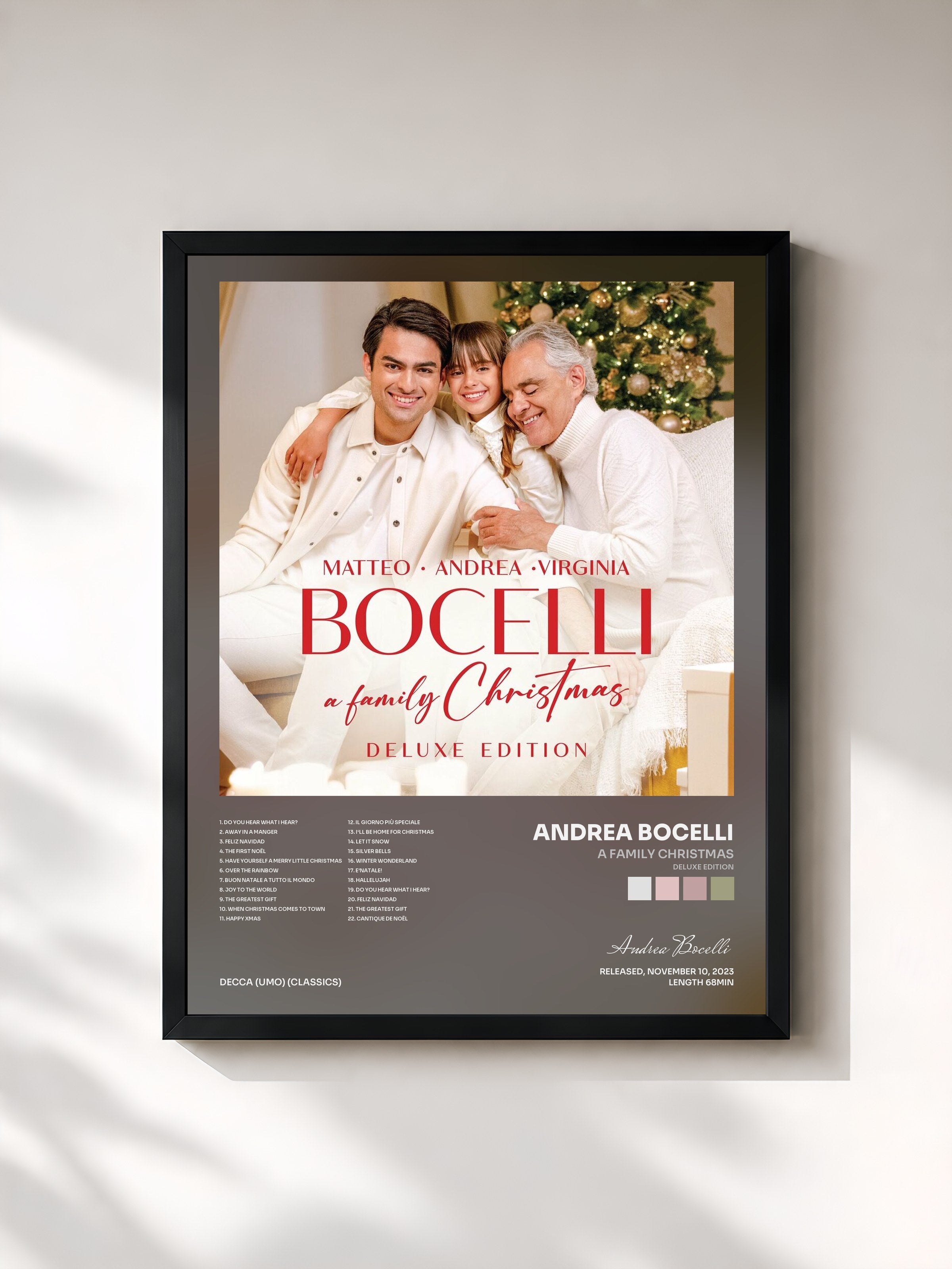 #noir Tableau de l'album A Family Christmas (Deluxe Edition) de Andrea Bocelli, cadre noir, imprimé et encadré en France