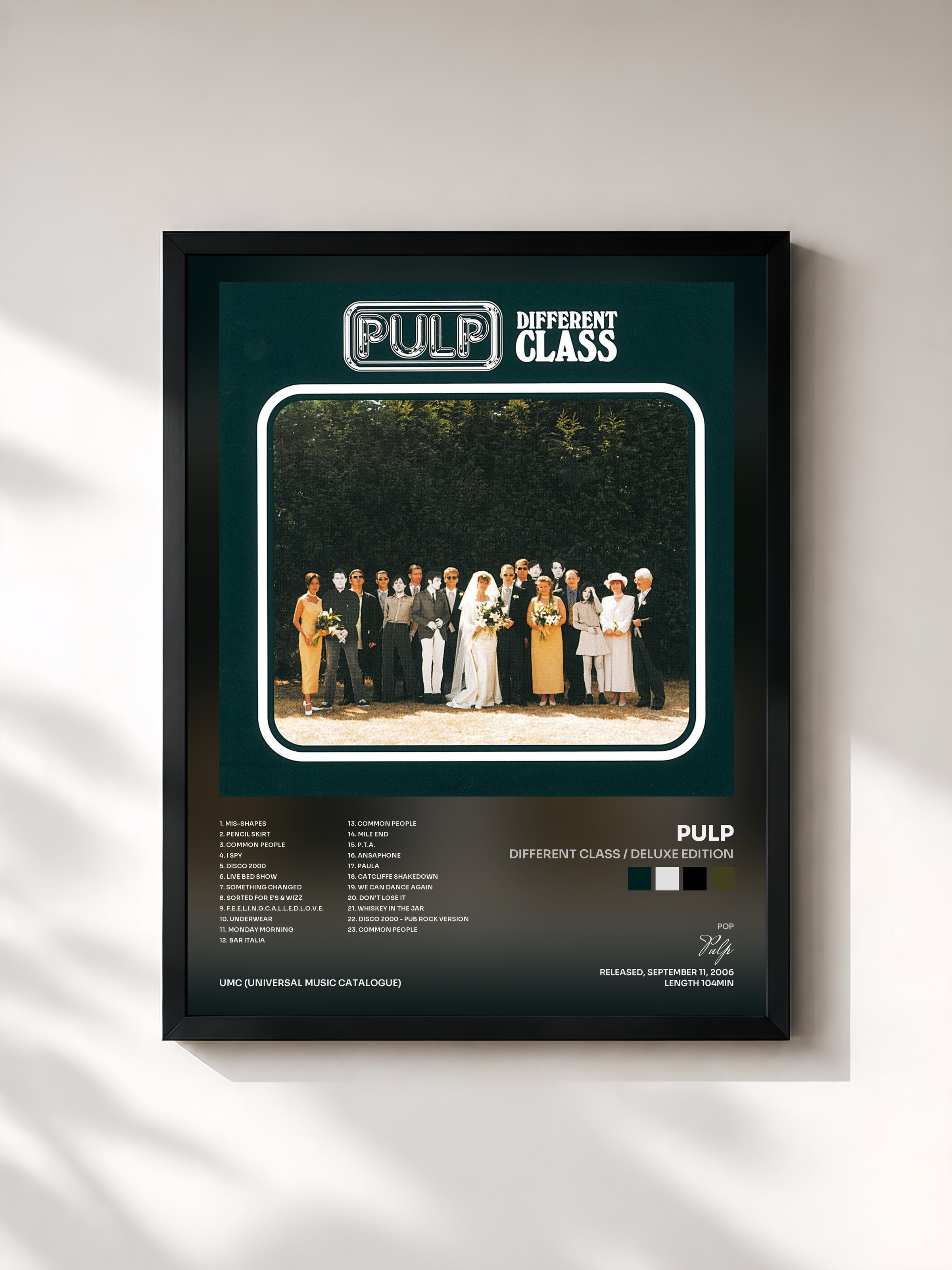 #noir Tableau de l'album Different Class / Deluxe Edition de Pulp, cadre noir, imprimé et encadré en France