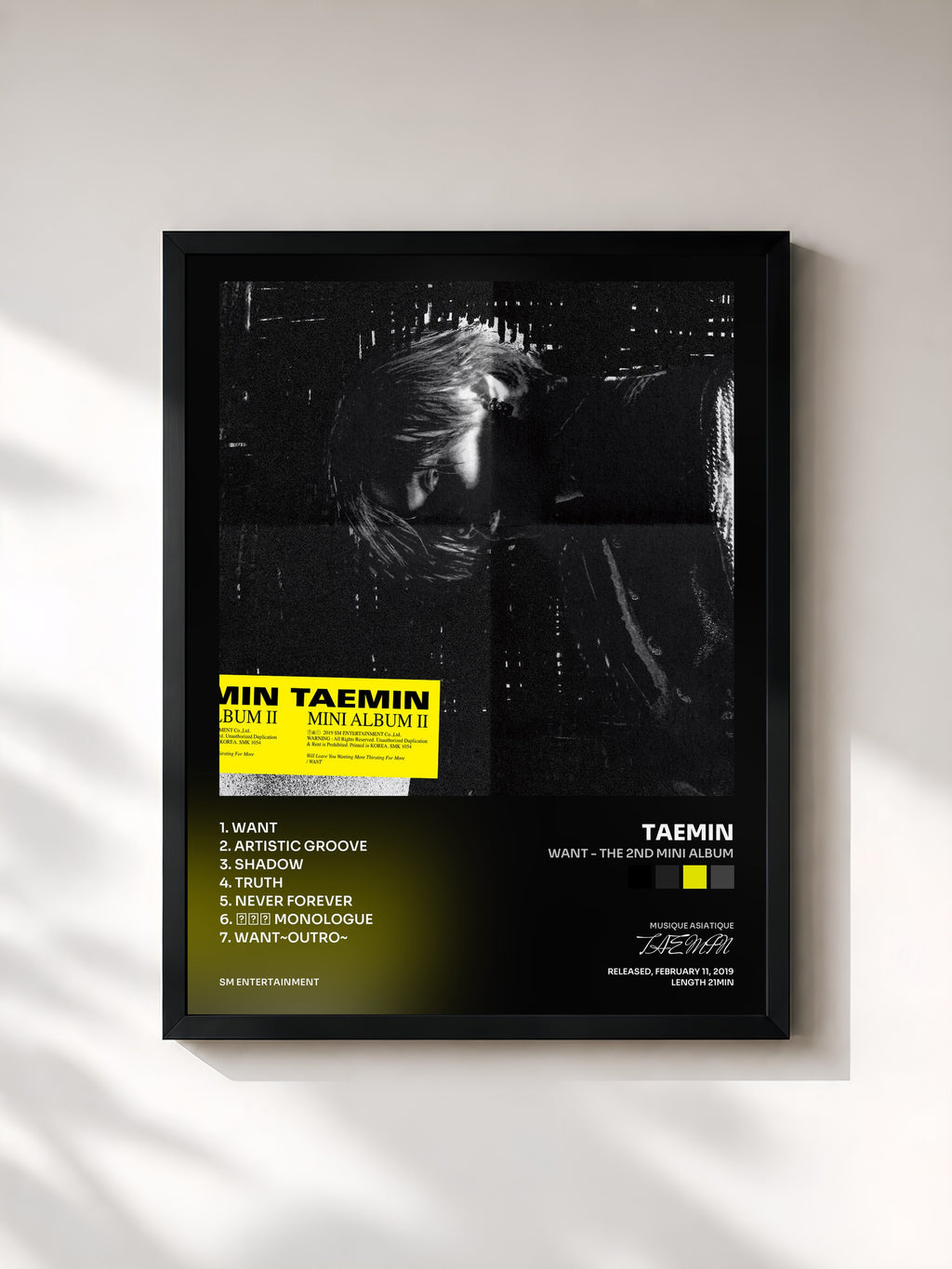 #noir WANT - The 2nd Mini Album di TAEMIN in stampa incorniciata, cornice nera, stampata e incorniciata in Francia