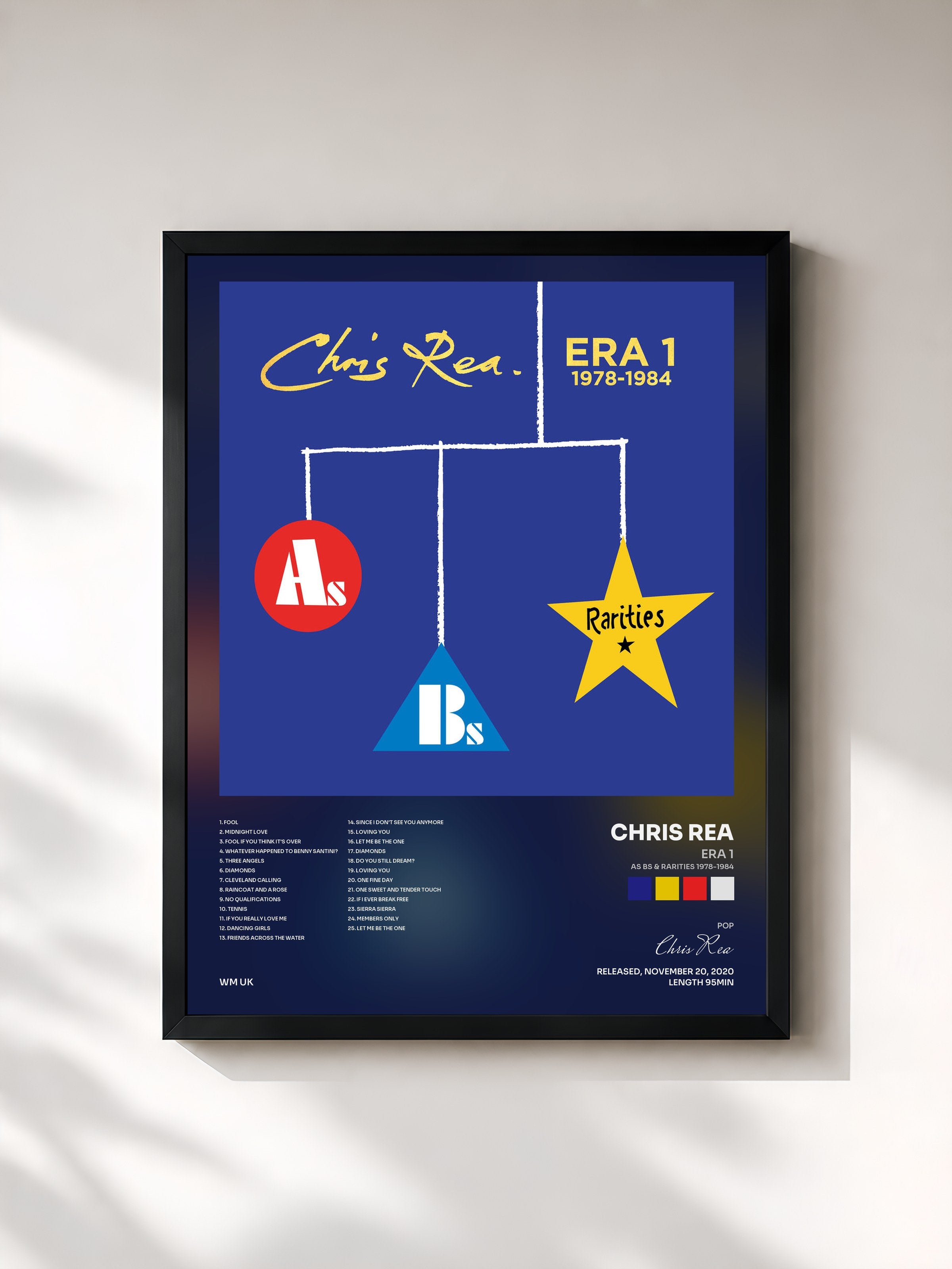 #noir Tableau de l'album ERA 1 (As Bs & Rarities 1978-1984) de Chris Rea, cadre noir, imprimé et encadré en France