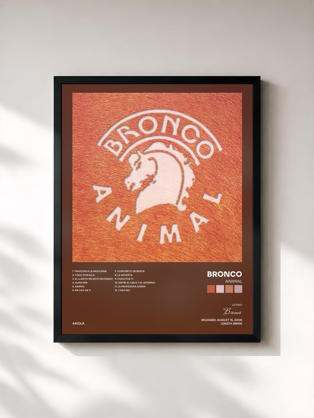 #noir Tableau de l'album Animal de Bronco, cadre noir, imprimé et encadré en France