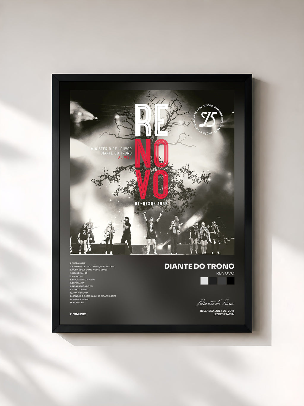 #noir Tableau de l'album Renovo de Diante do Trono, cadre noir, imprimé et encadré en France