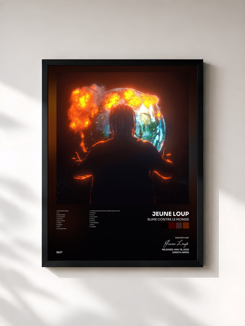 #noir Tableau de l'album Slime Contre Le Monde de Jeune Loup, cadre noir, imprimé et encadré en France