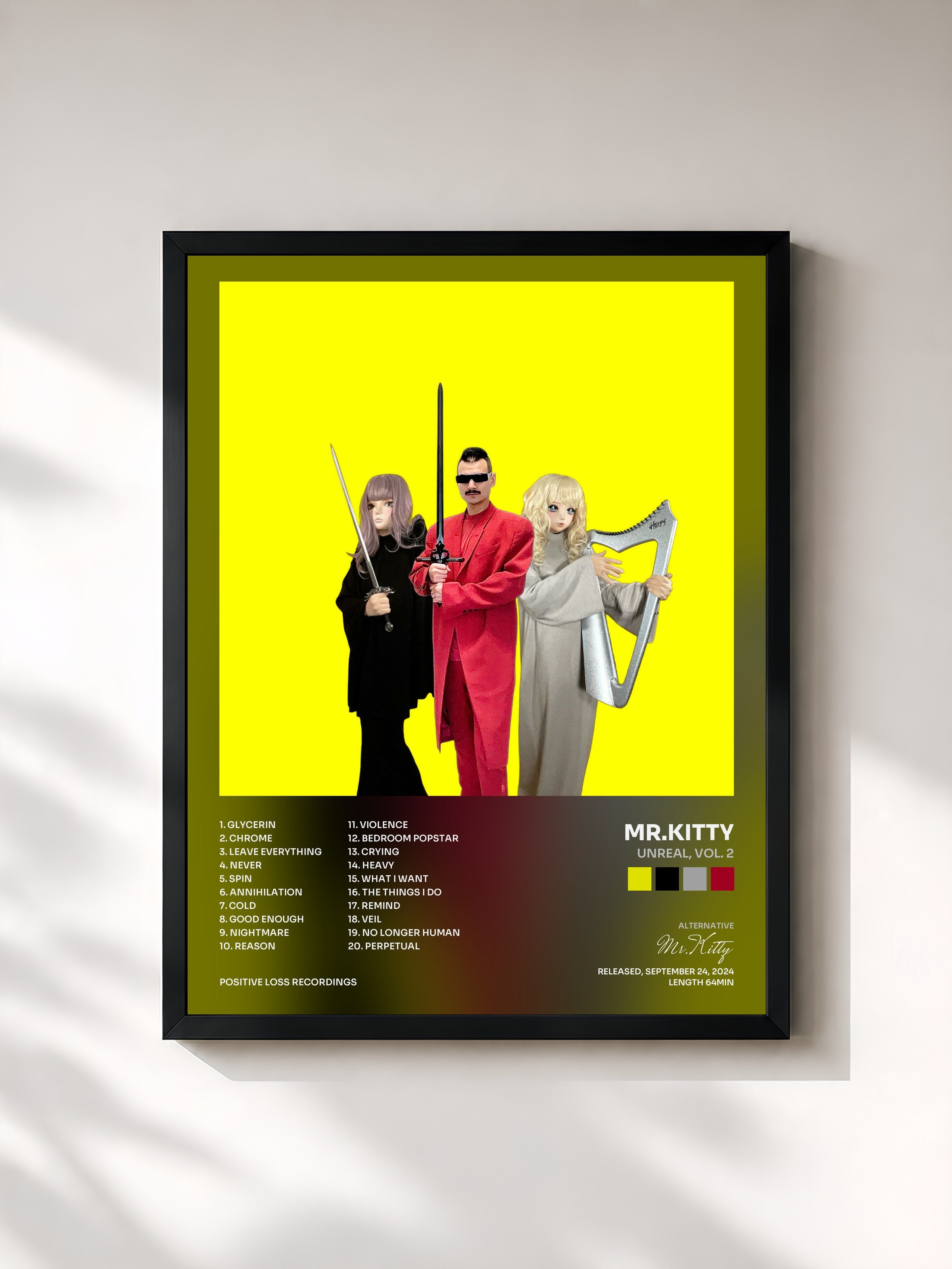 #noir Tableau de l'album Unreal, Vol. 2 de Mr.Kitty, cadre noir, imprimé et encadré en France