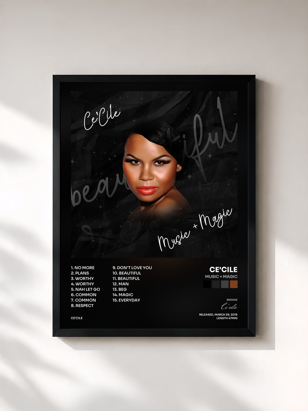 #noir Tableau de l'album Music + Magic de Ce'cile, cadre noir, imprimé et encadré en France