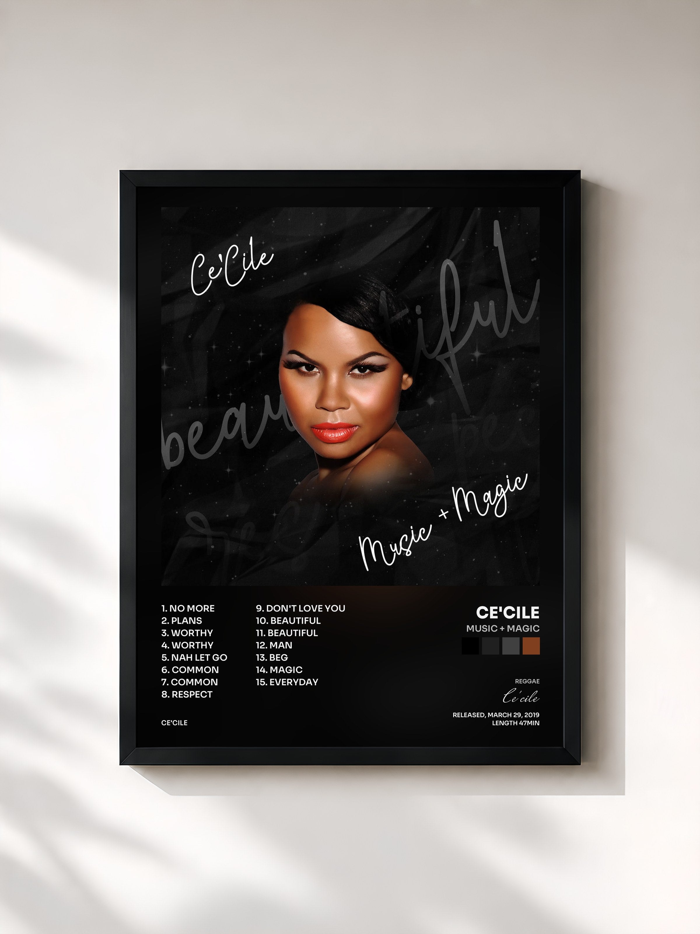 #noir Tableau de l'album Music + Magic de Ce'cile, cadre noir, imprimé et encadré en France