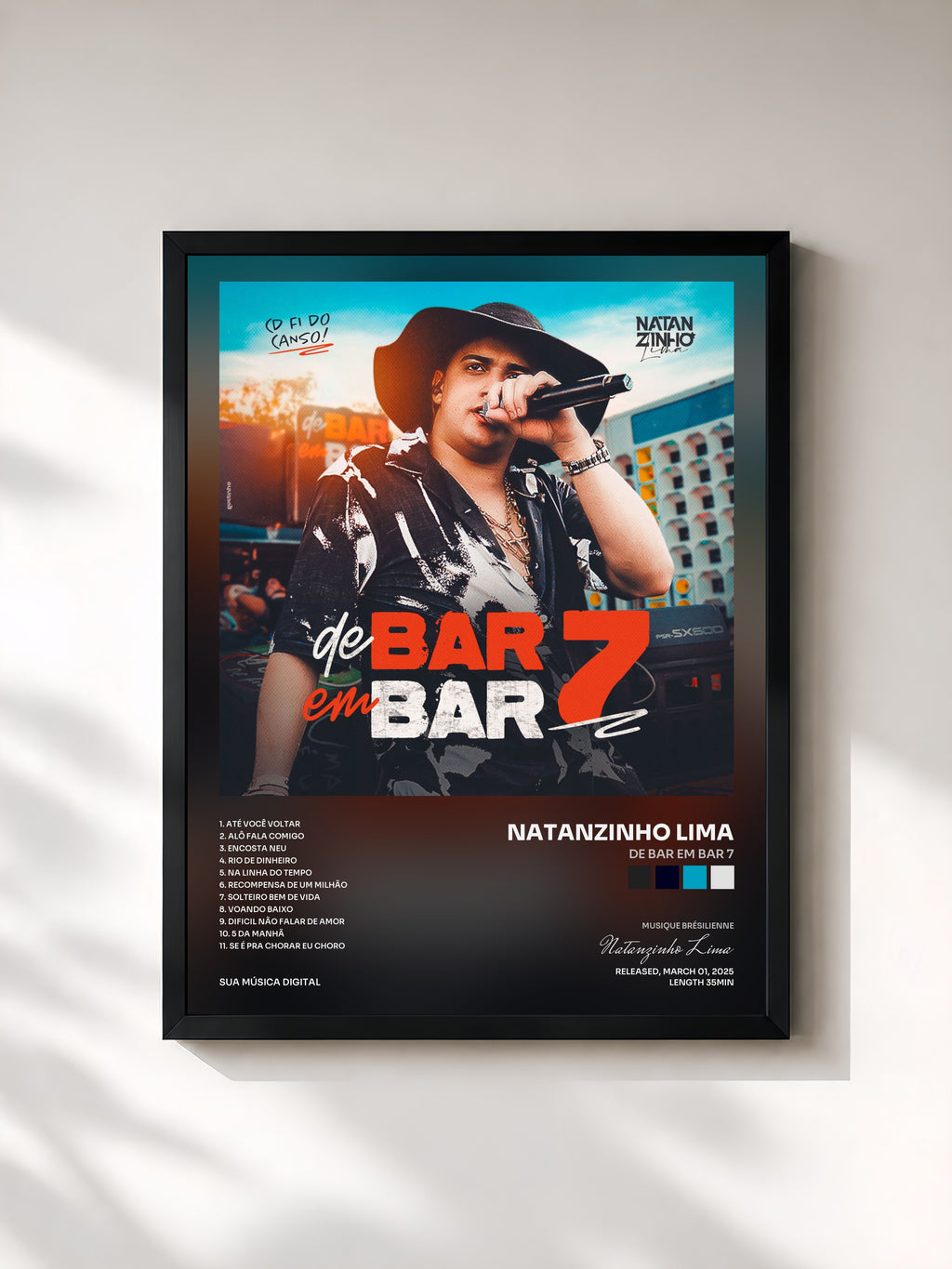 #noir Tableau de l'album De Bar em Bar 7 de Natanzinho Lima, cadre noir, imprimé et encadré en France
