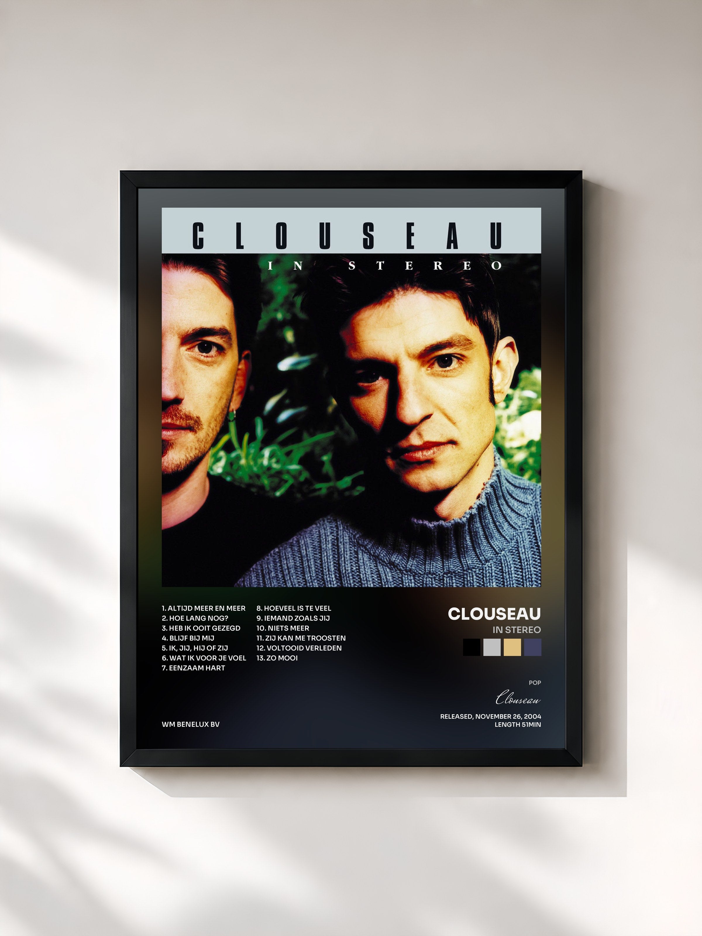 #noir Tableau de l'album In Stereo de Clouseau, cadre noir, imprimé et encadré en France