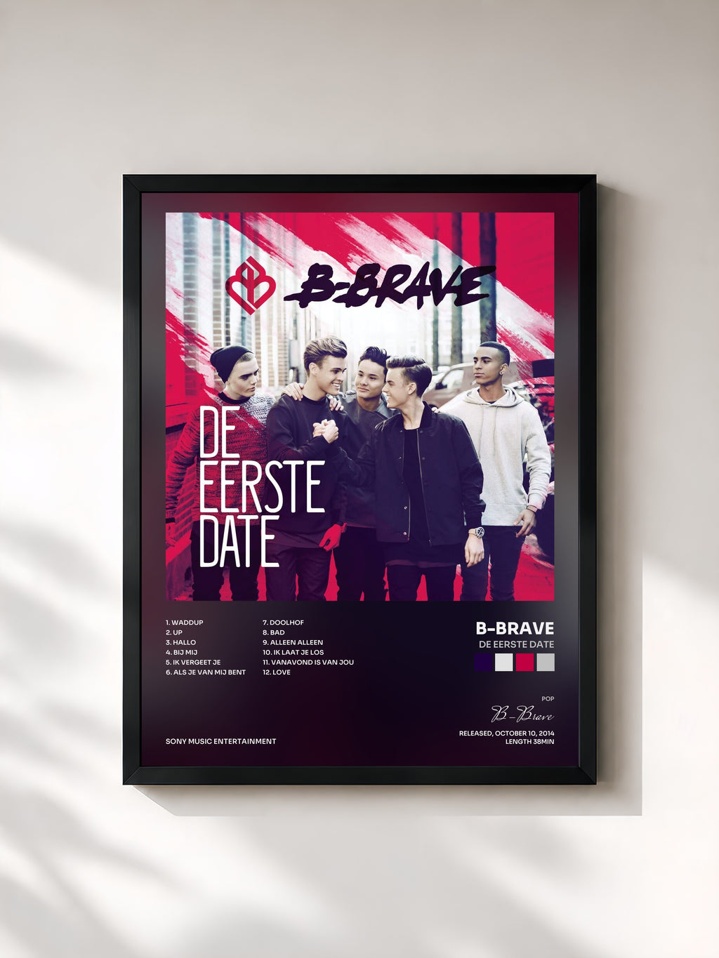#noir Tableau de l'album De Eerste Date de B-Brave, cadre noir, imprimé et encadré en France