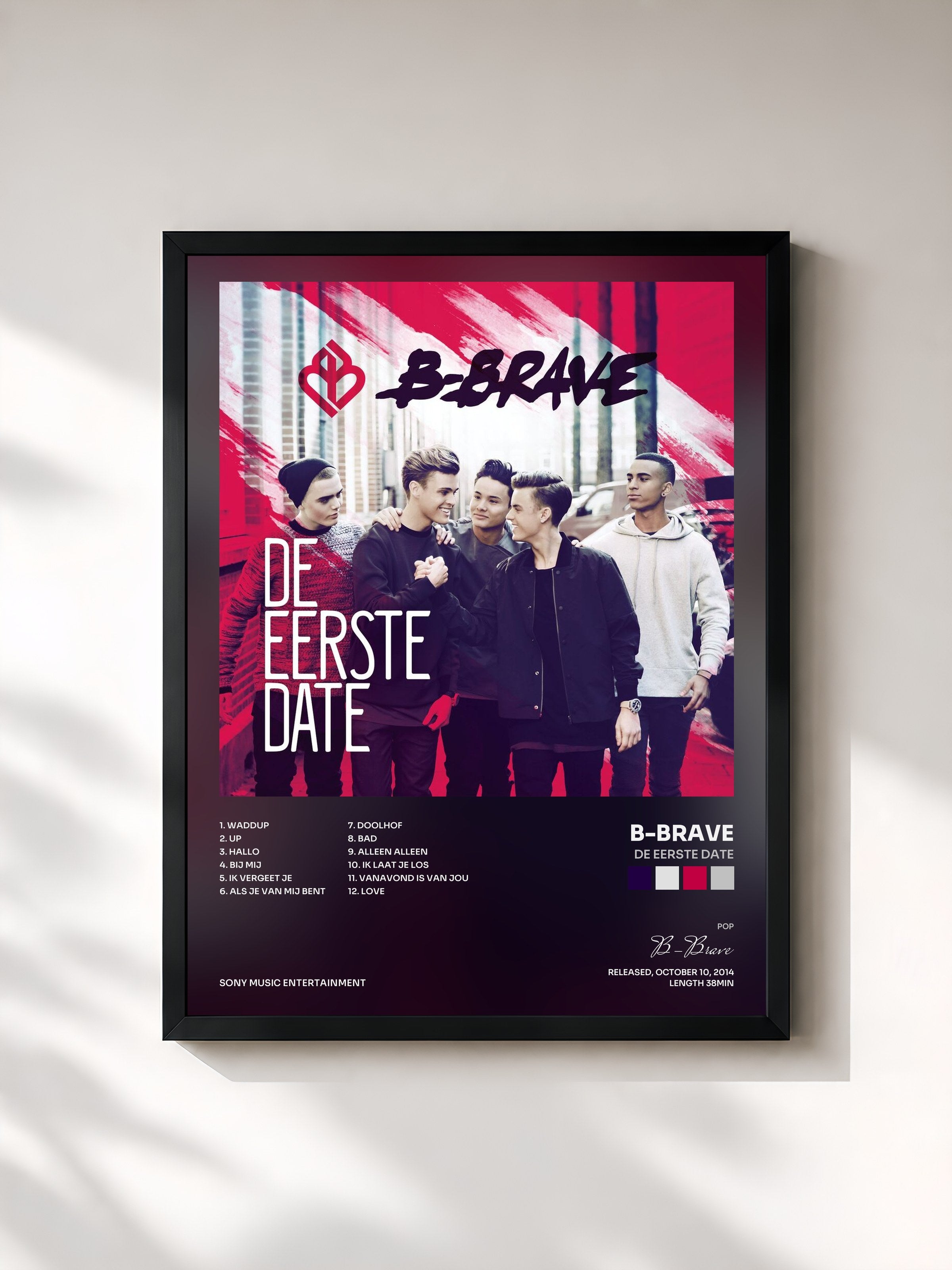 #noir Tableau de l'album De Eerste Date de B-Brave, cadre noir, imprimé et encadré en France