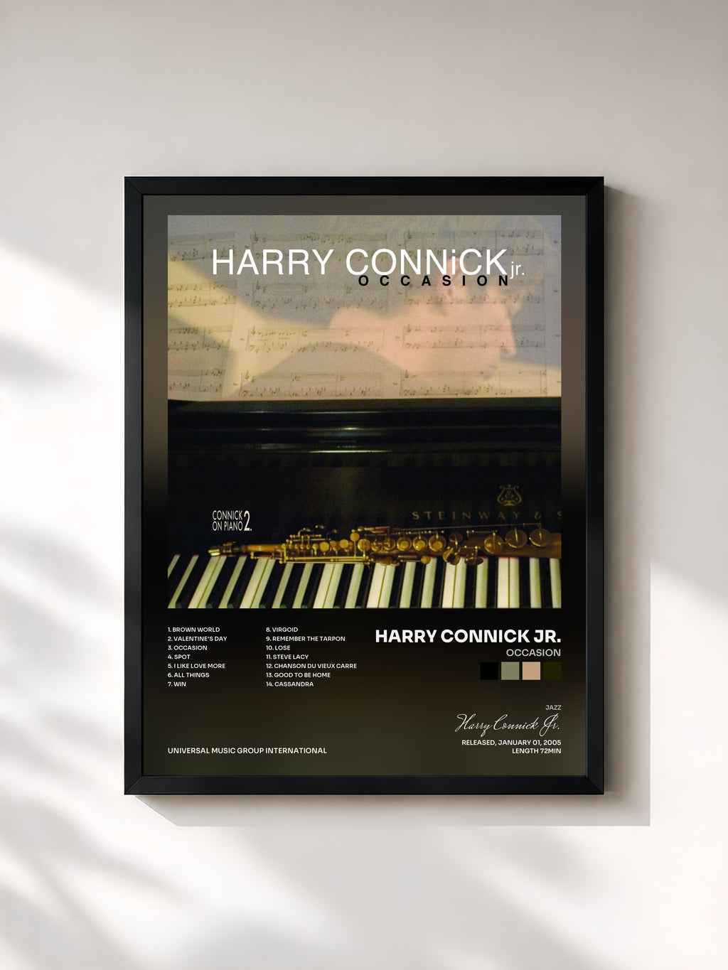 #noir Tableau de l'album Occasion de Harry Connick Jr., cadre noir, imprimé et encadré en France