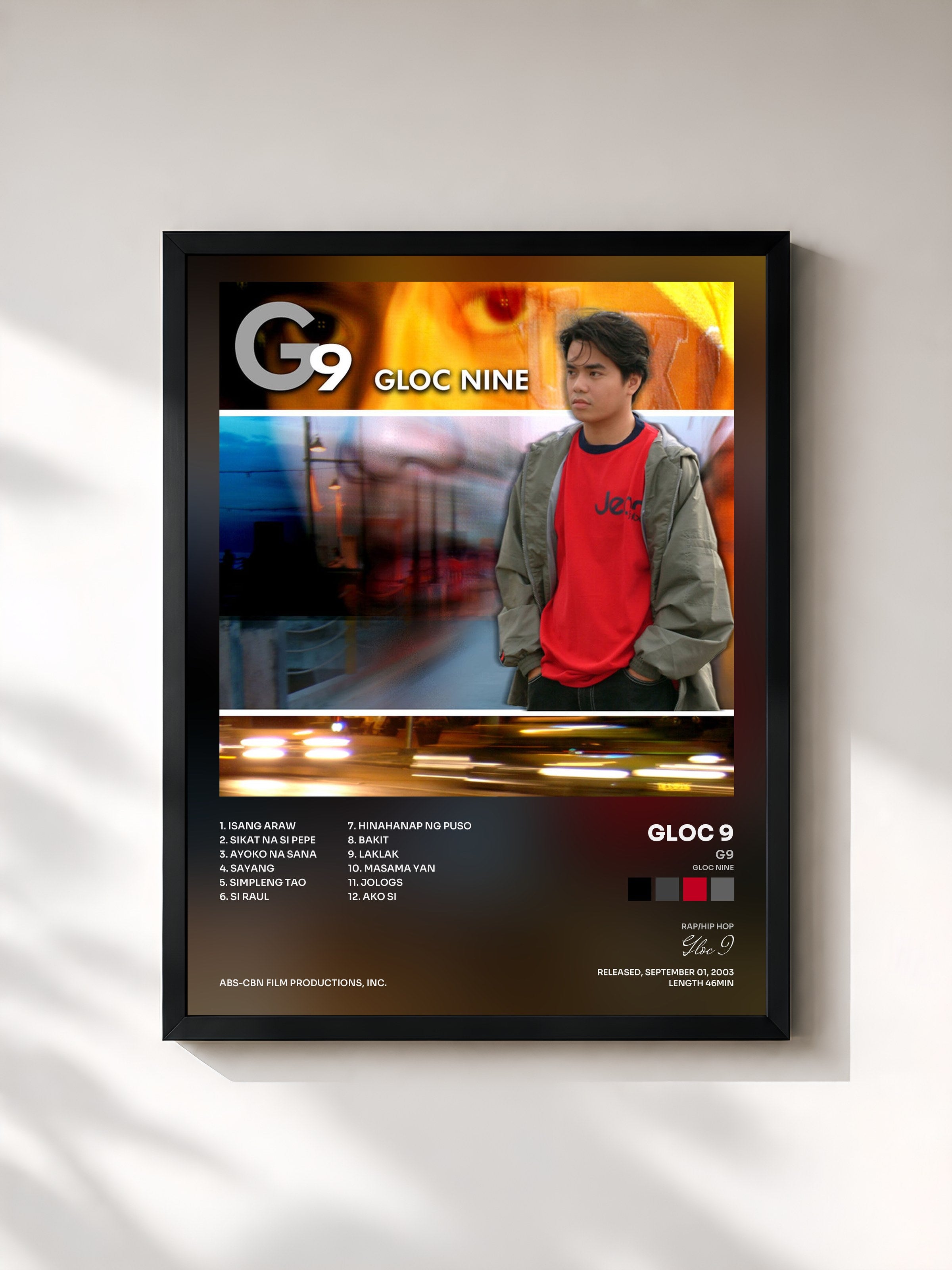 #noir Tableau de l'album G9 (Gloc Nine) de Gloc 9, cadre noir, imprimé et encadré en France