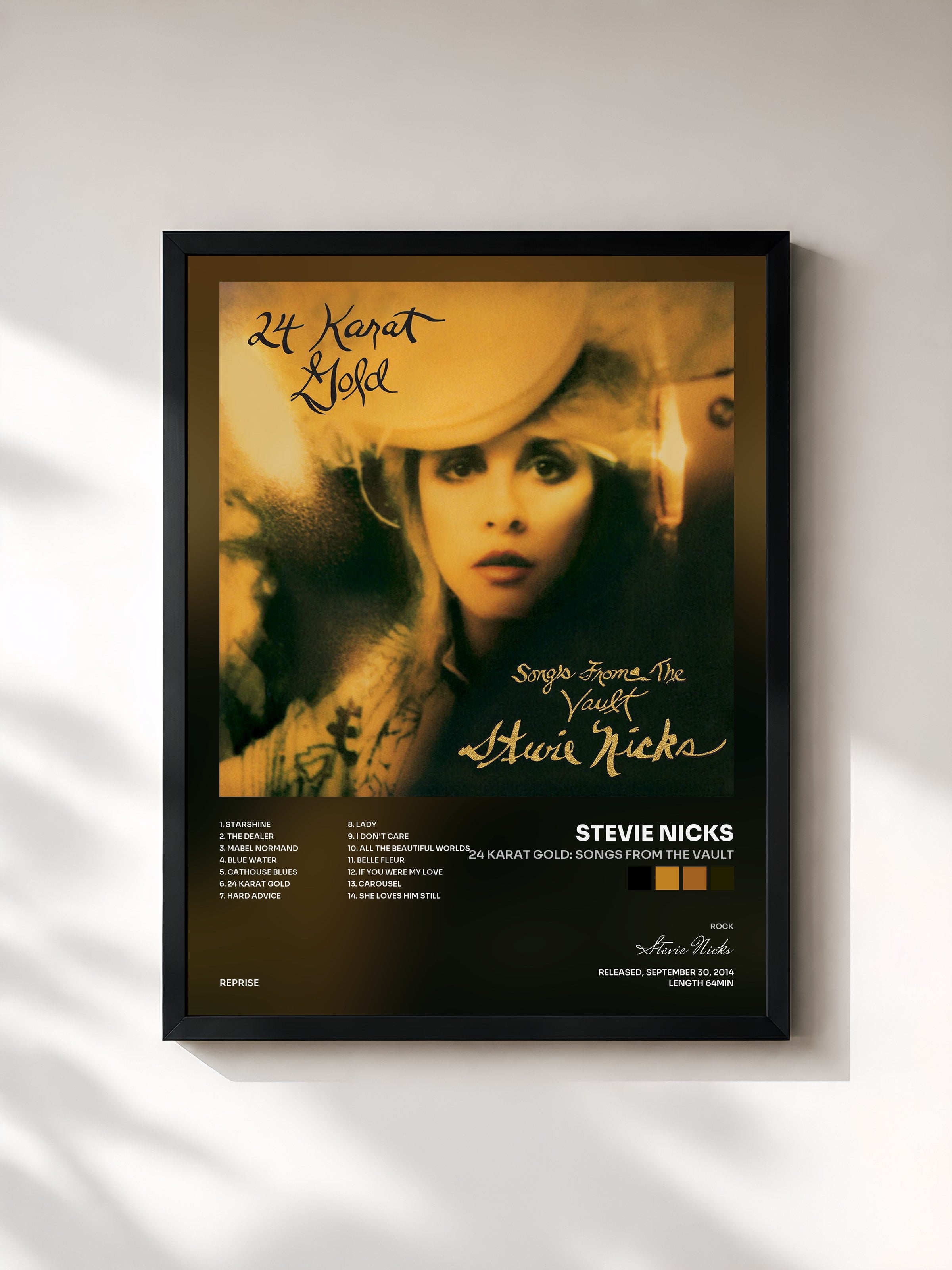 #noir Tableau de l'album 24 Karat Gold: Songs from the Vault de Stevie Nicks, cadre noir, imprimé et encadré en France