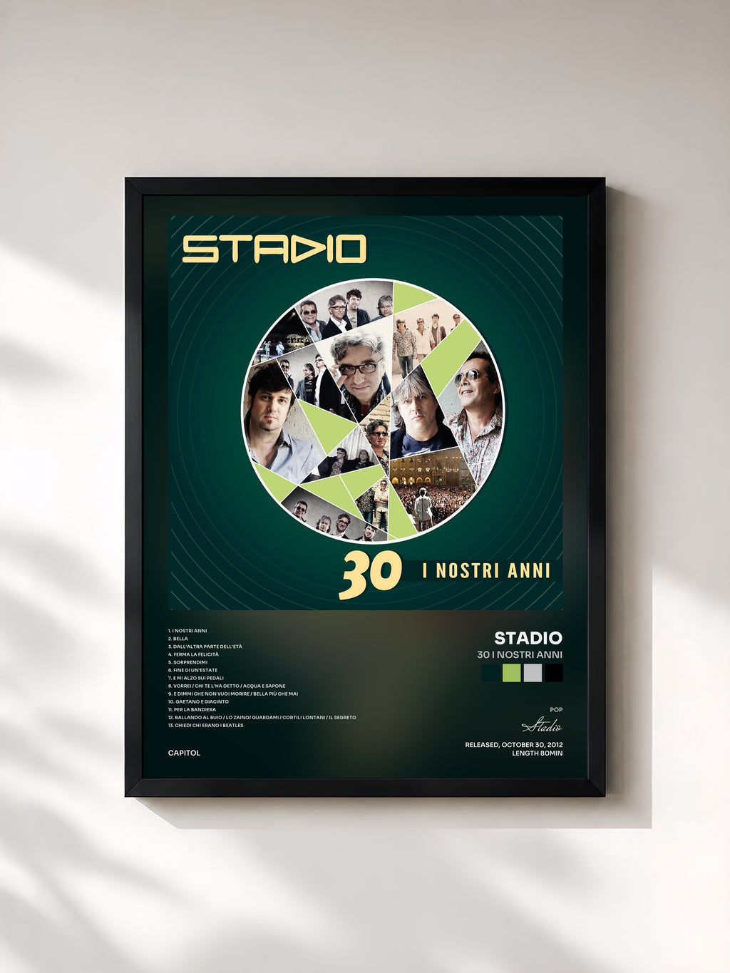#noir Tableau de l'album 30 I Nostri Anni de Stadio, cadre noir, imprimé et encadré en France