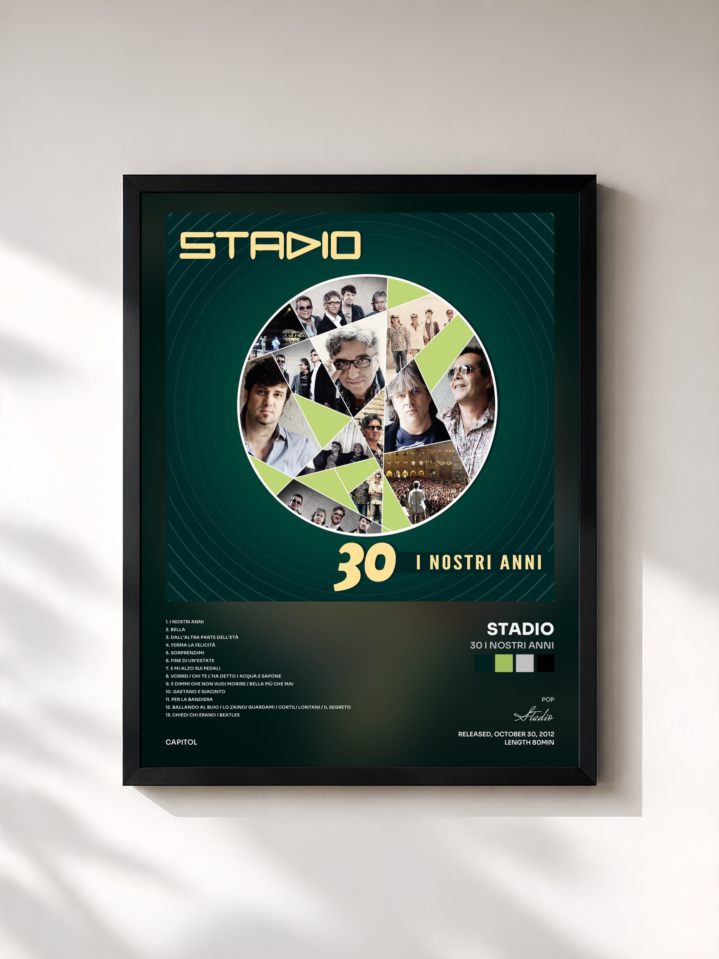 #noir Tableau de l'album 30 I Nostri Anni de Stadio, cadre noir, imprimé et encadré en France