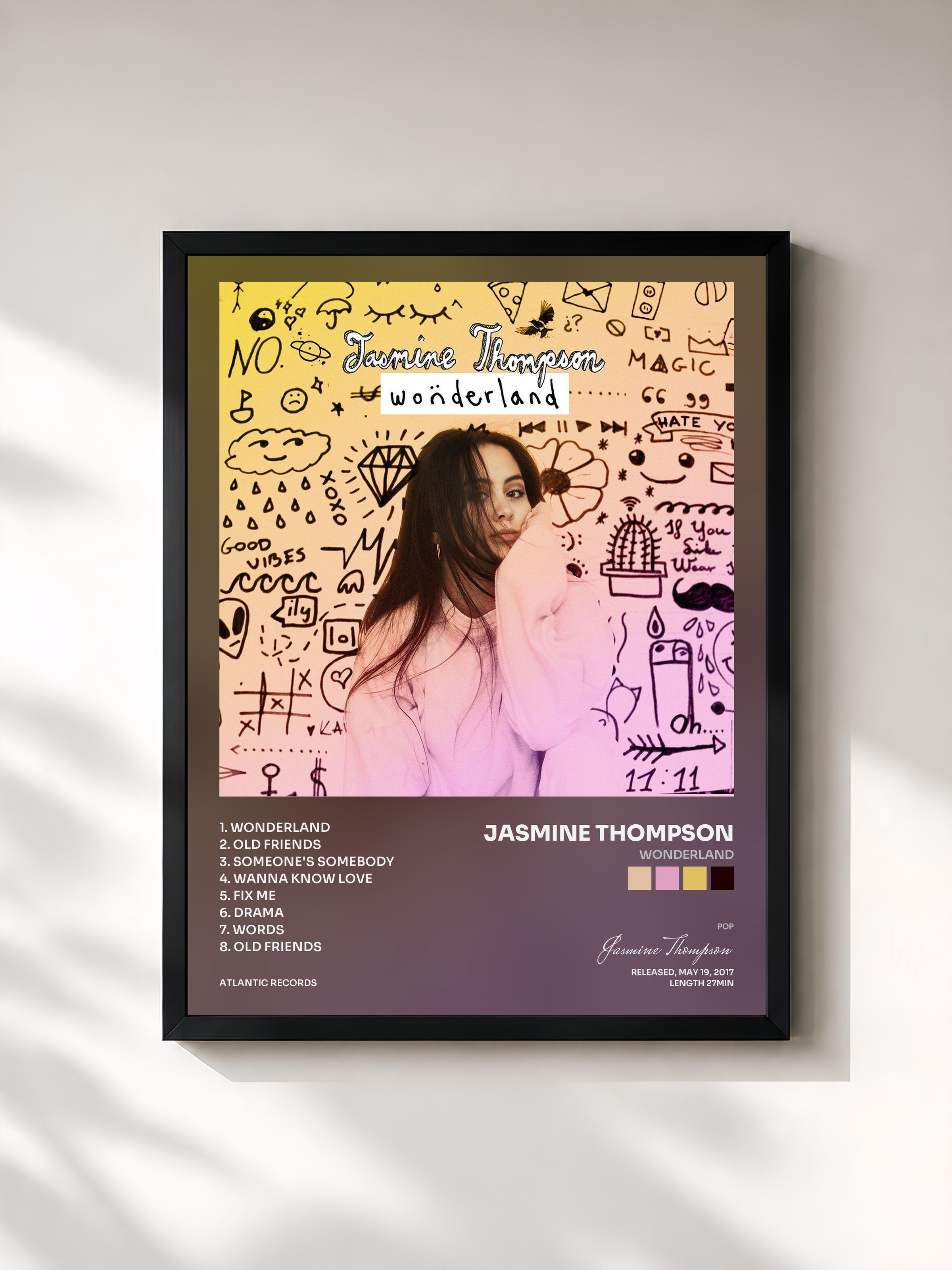 #noir Tableau de l'album Wonderland de Jasmine Thompson, cadre noir, imprimé et encadré en France