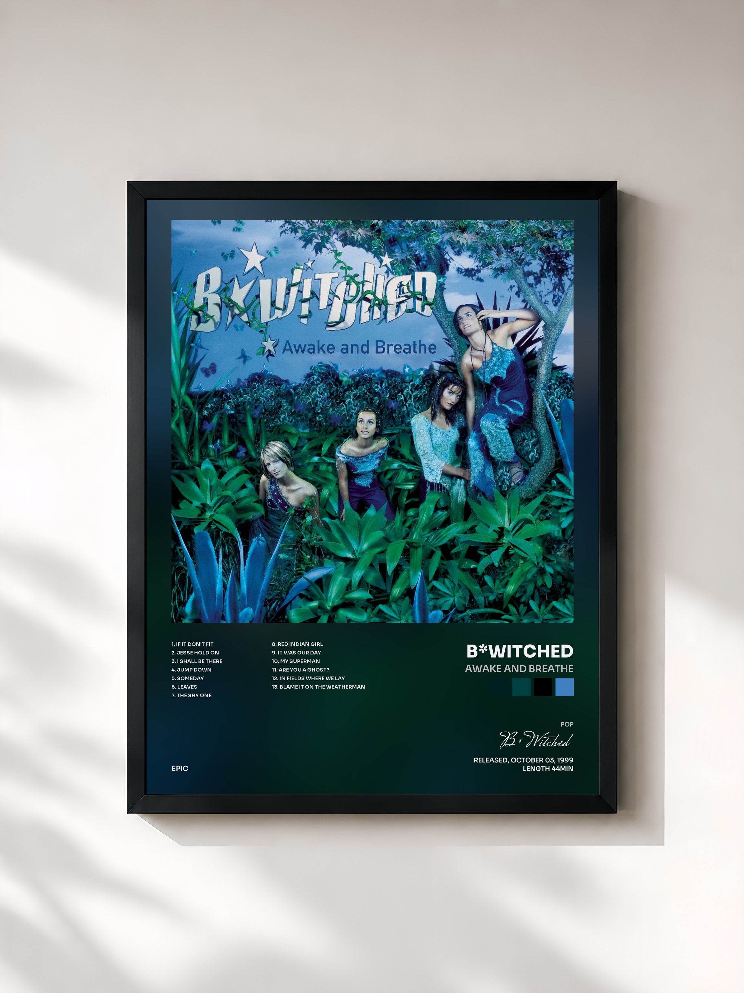 #noir Tableau de l'album Awake and Breathe de B*Witched, cadre noir, imprimé et encadré en France