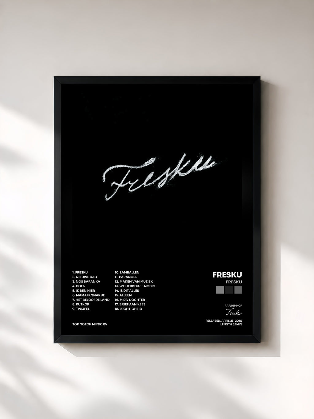 #noir Tableau de l'album Fresku de Fresku, cadre noir, imprimé et encadré en France