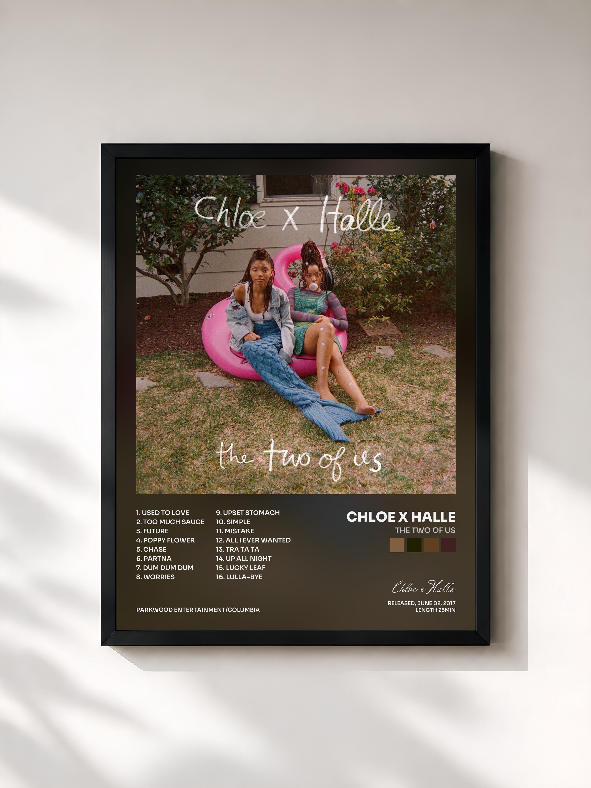 #noir Tableau de l'album The Two of Us de Chloe x Halle, cadre noir, imprimé et encadré en France